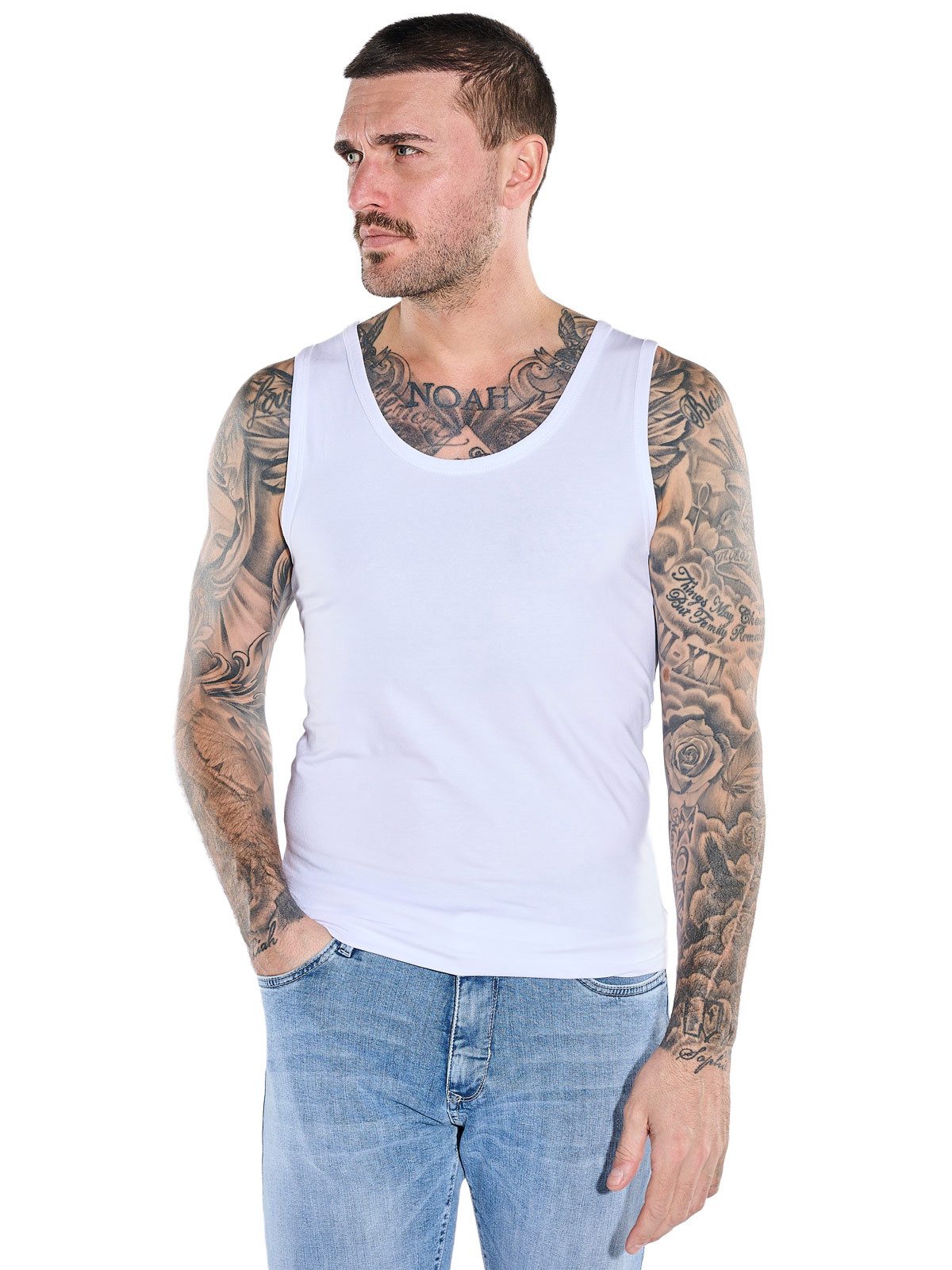emilio adani Ripptanktop Herren Tank Top, Reinweiss