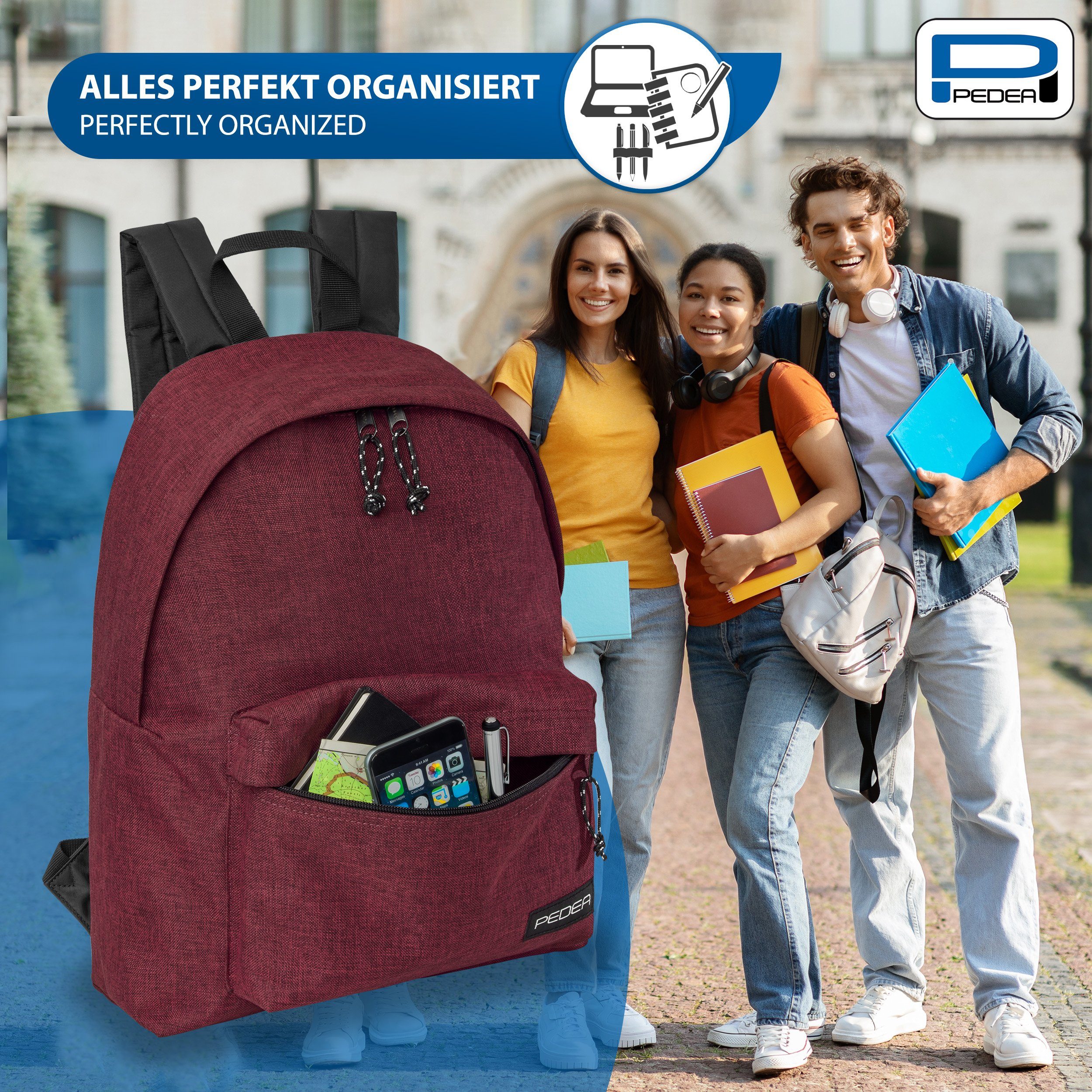 PEDEA Freizeitrucksack STYLE Daypack für Damen & Herren (13,3 Zoll (33,8 cm), gepolstert, wasserabweisend – Bild 2 von 5