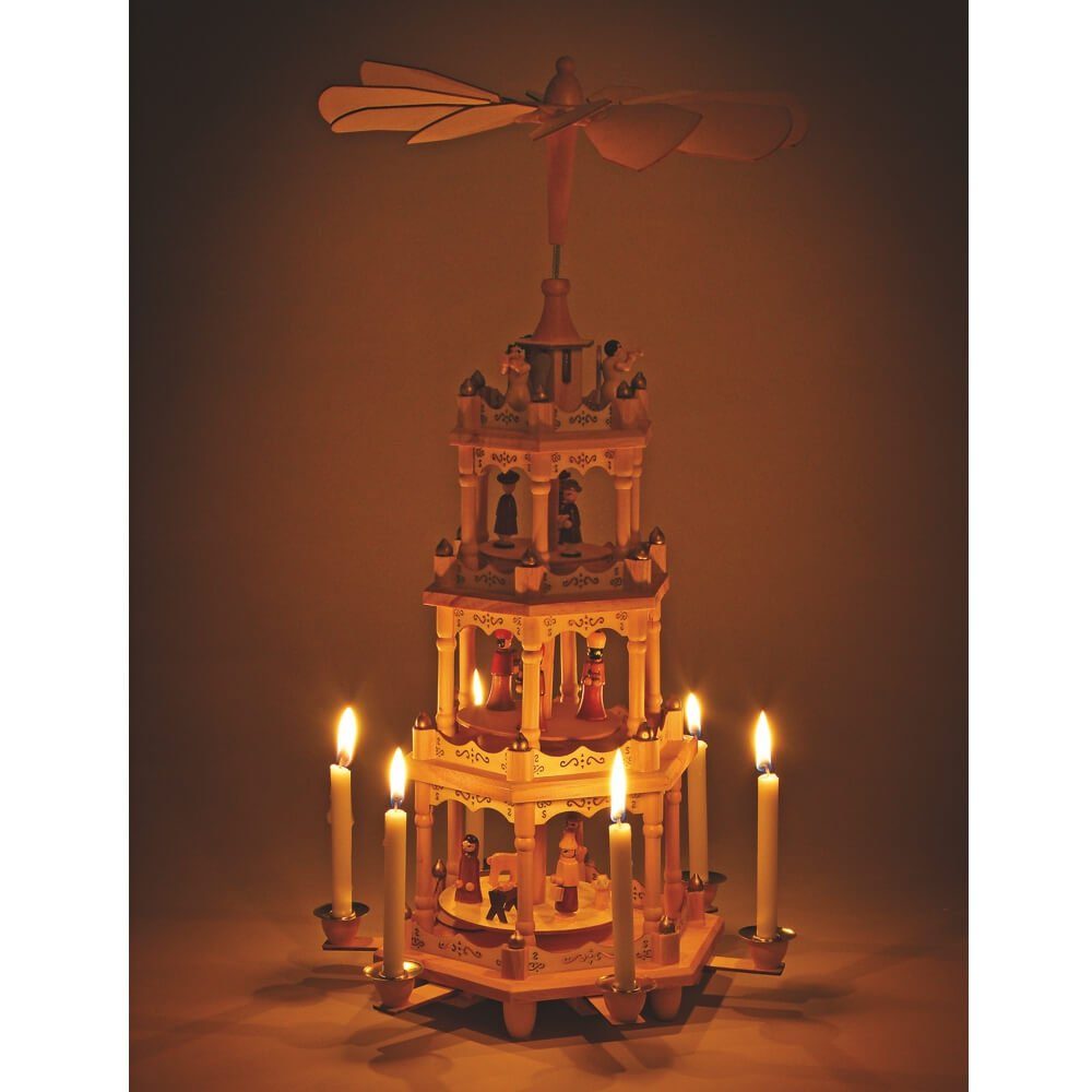 matches21 HOME & HOBBY Weihnachtspyramide Weihnachtspyramide Holz Krippe 4-stöckig