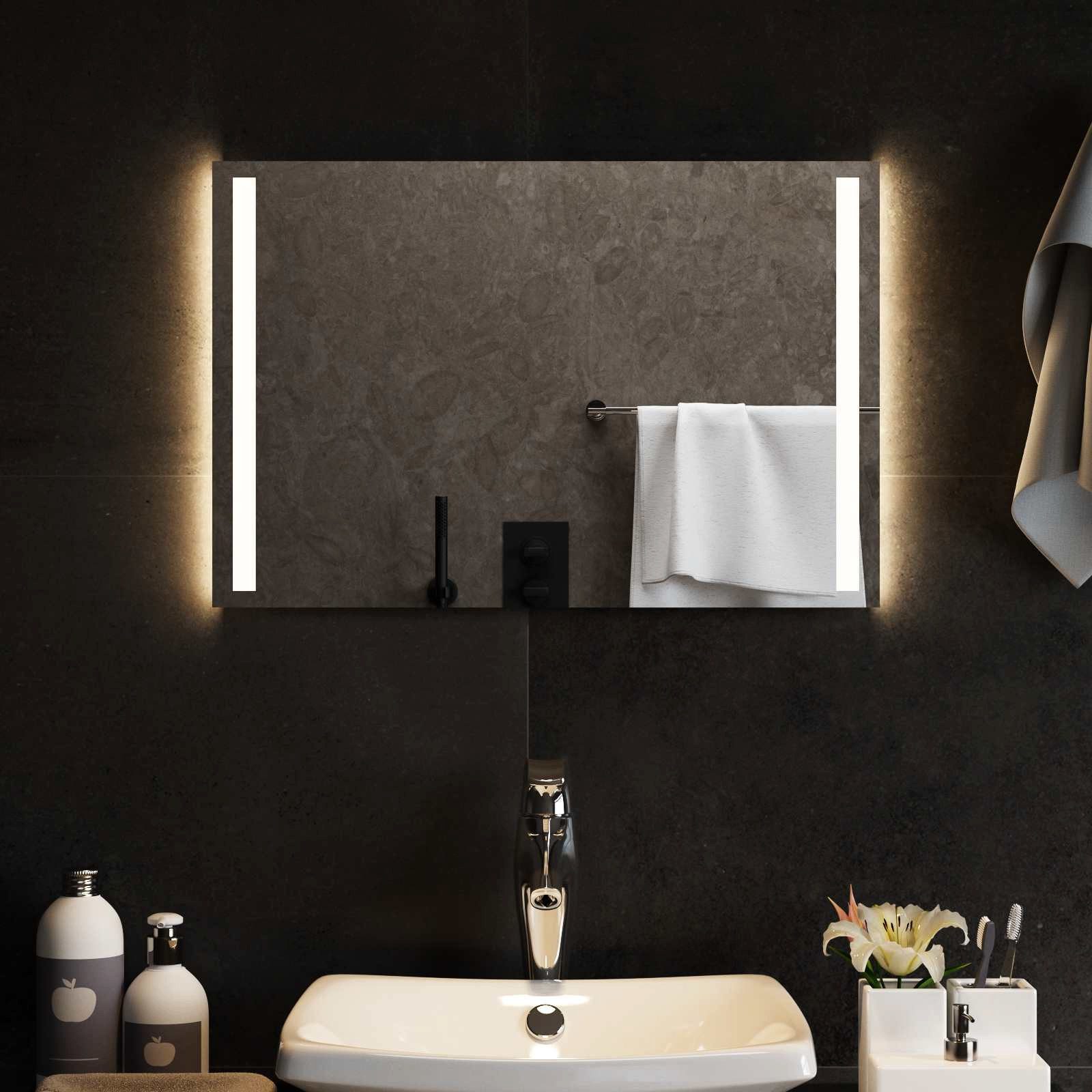 vidaXL Duschablage LED-Badezimmerspiegel Transparent 60 x 40 cm Gehärtetes Glas, 1-tlg.