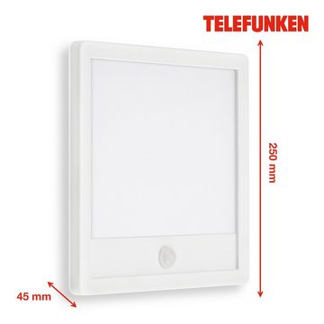 Telefunken LED Außen-Wandleuchte 313806TF, LED fest verbaut, Neutralweiß, Außenleuchte IP44 Bewegungsmelder 2000lm 25x25cm