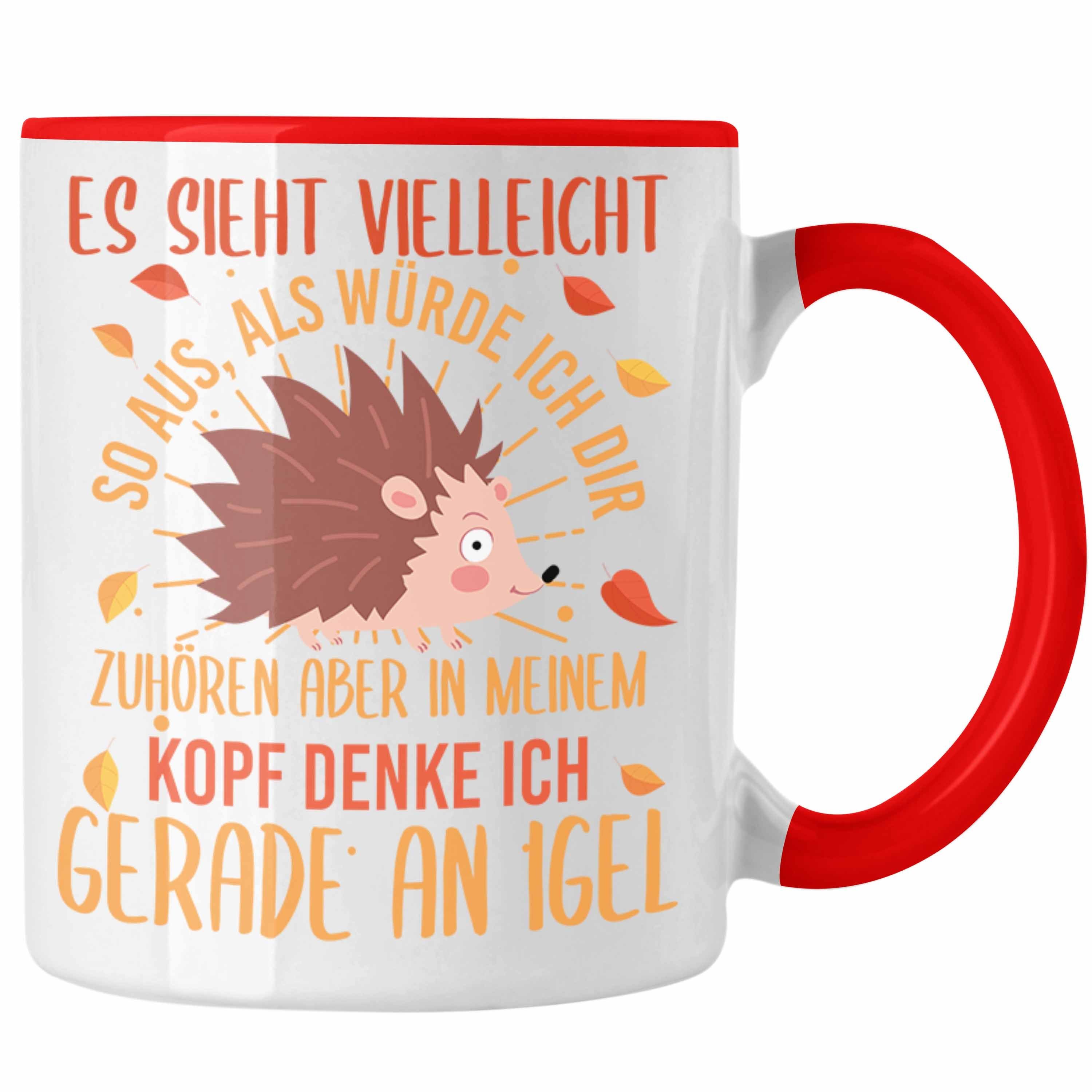 Tasse Tasse Igel Trendation - Geschenk Rot als für Lustige Grafik Trendation Igel Liebhaber