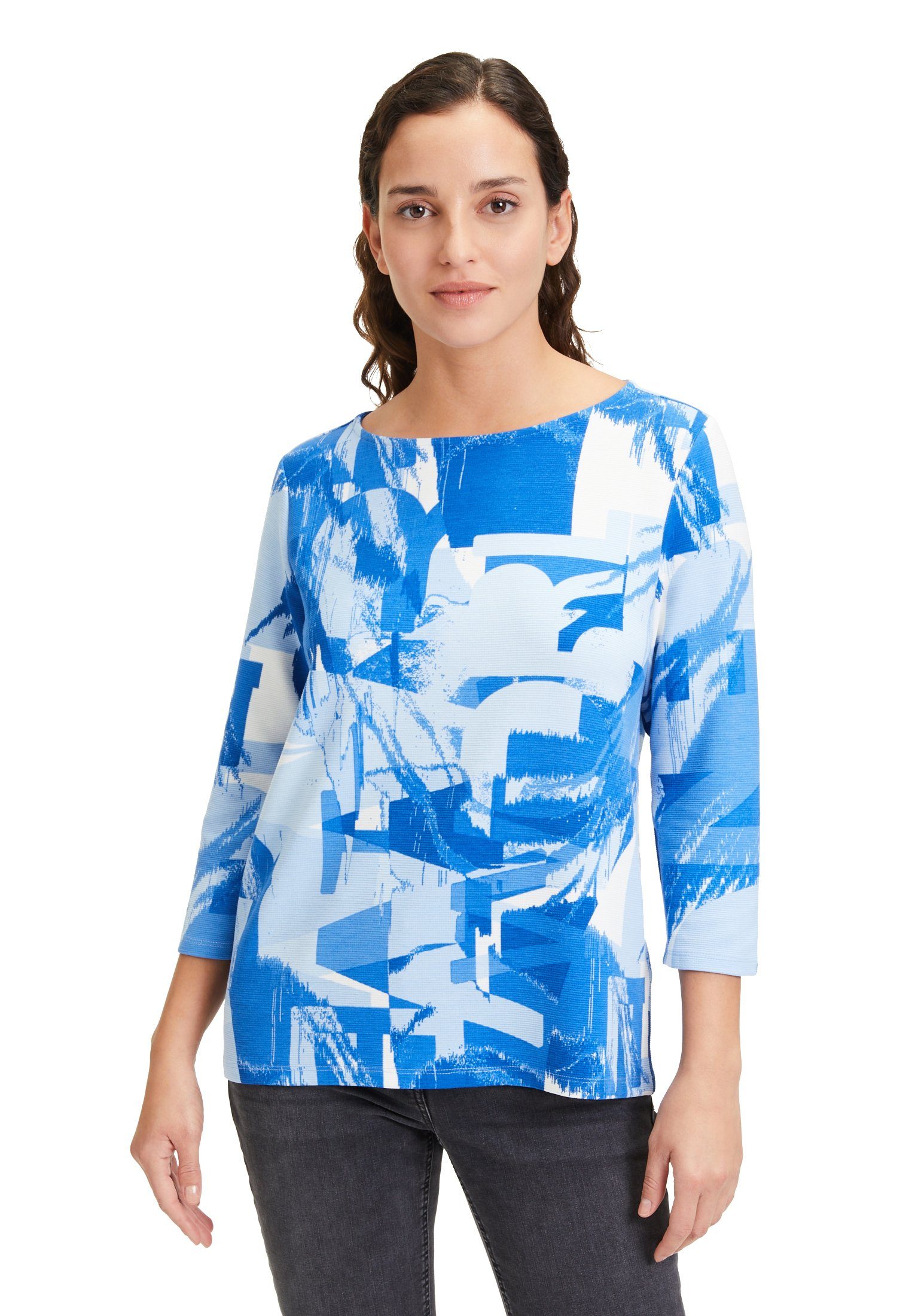 Blue-Light Sweatshirt Rippenstruktur Blue Barclay Material (1-tlg) Betty mit
