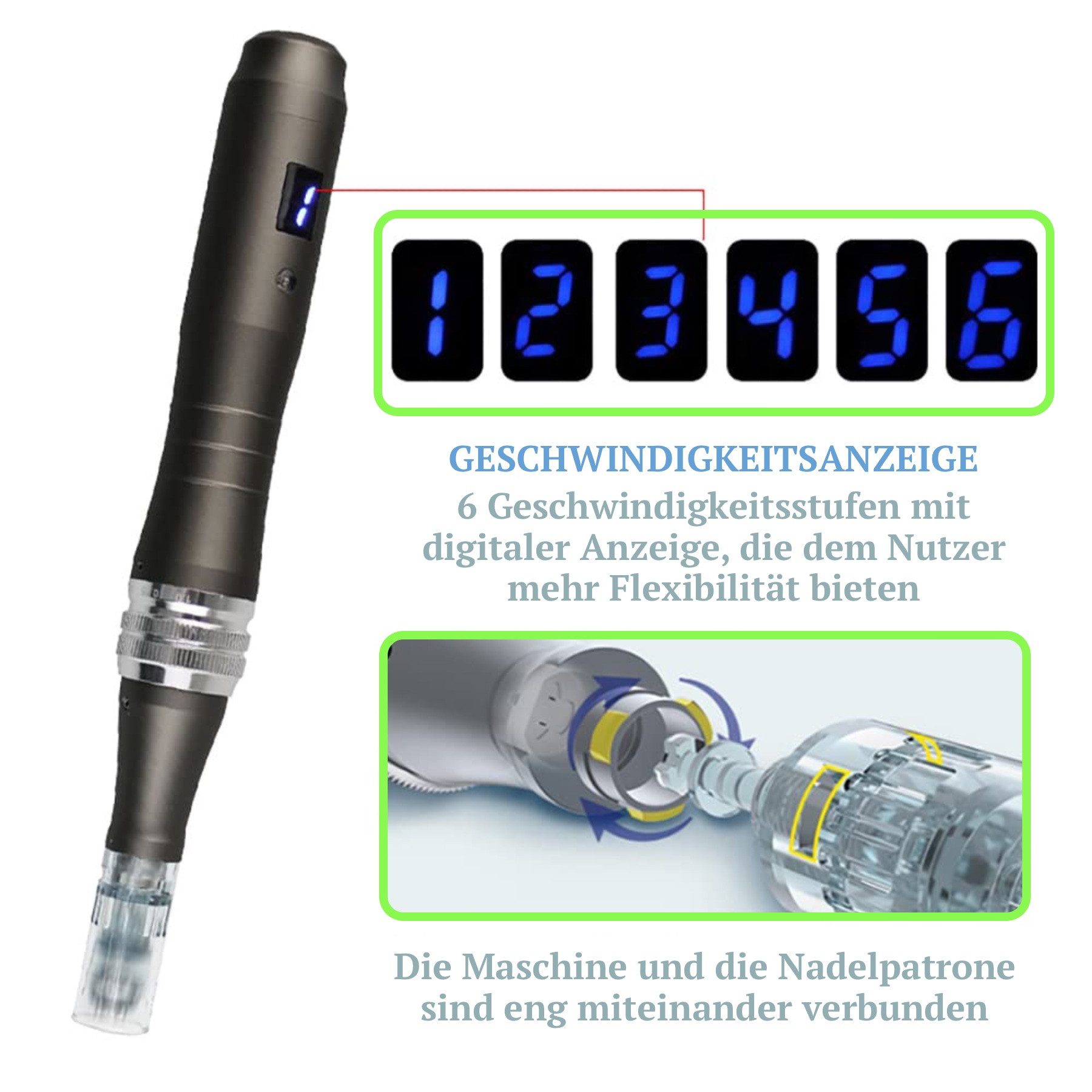 P-Beauty Cosmetic Accessories Dermaroller Dermapen Microneedling Anti Falten Gerät M8 inkl. 2 Nadeln – Bild 5 von 5