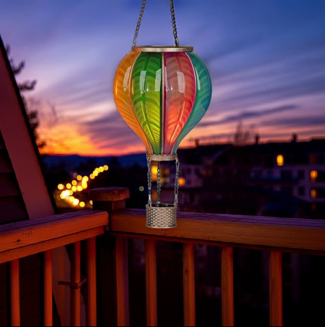 formano Dekolicht Solar-LED Heißluftballon bunt – Hängedeko für Garten & Balkon, LED fest integriert, Hängelampe – Bild 3 von 4
