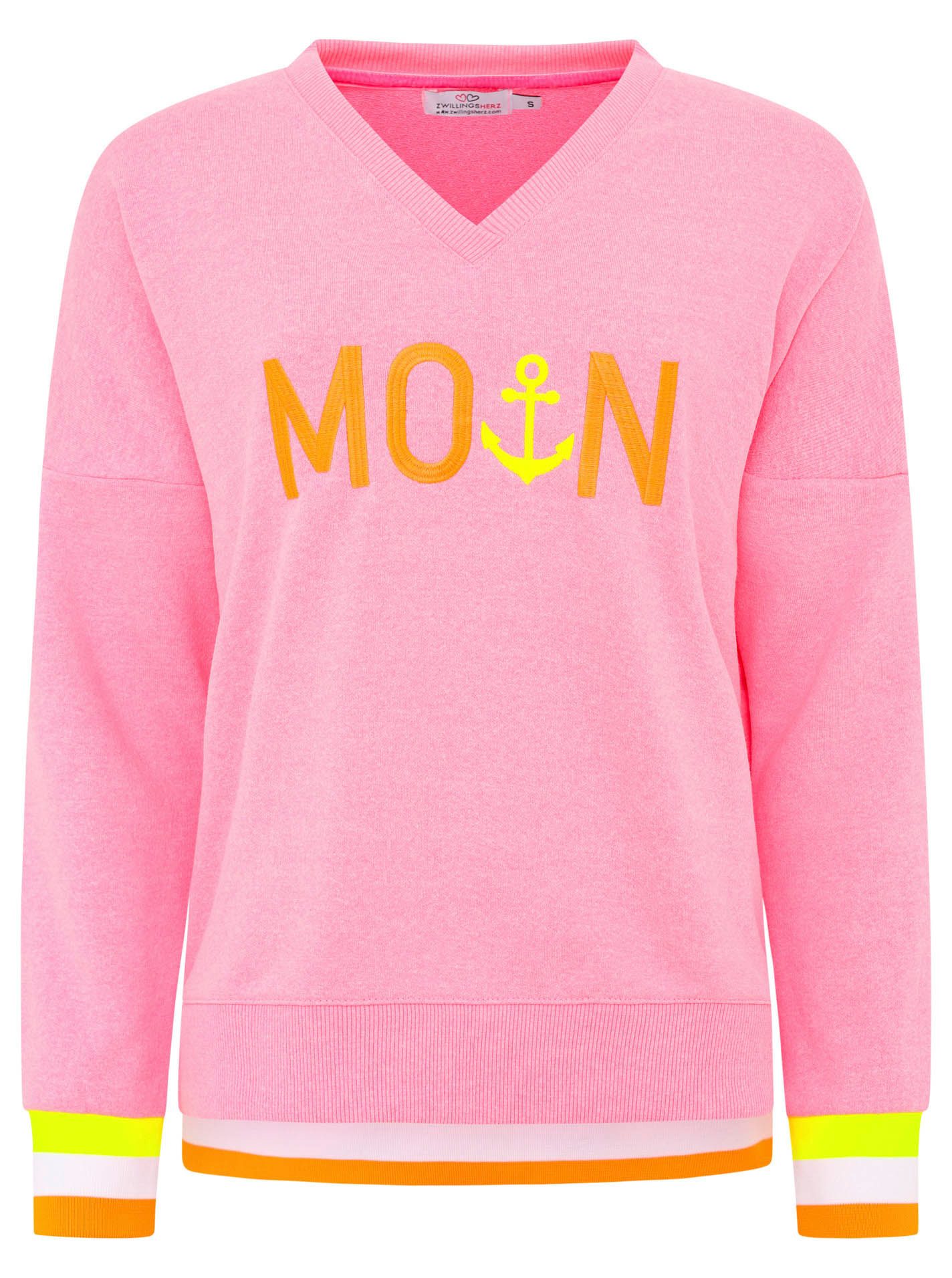 Zwillingsherz Sweatshirt Sweat Pullover V-Neck "MoinZH"