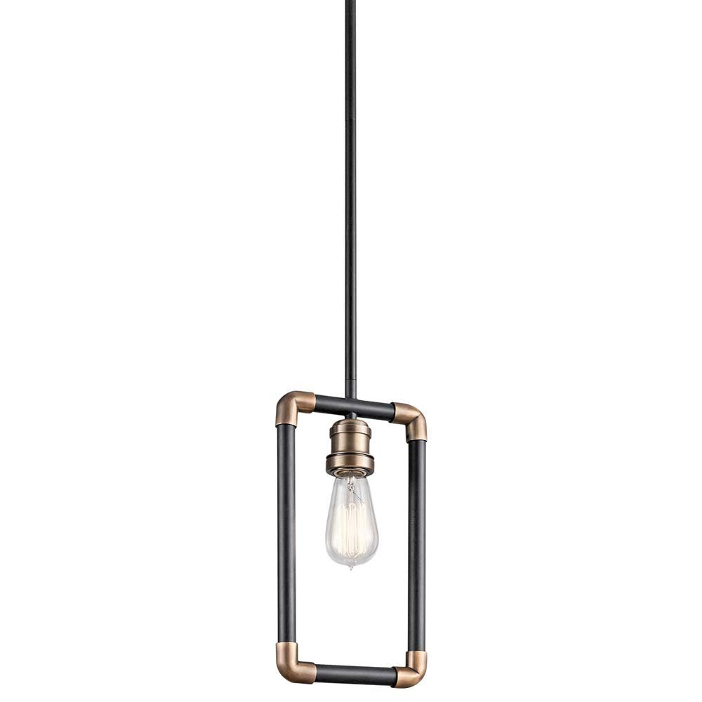 Elstead LIGHTING Hängeleuchte, Leuchtmittel nicht inklusive, Pendelleuchte Hängelampe Deckenlampe Stahl Schwarz Messing B 17,1 cm