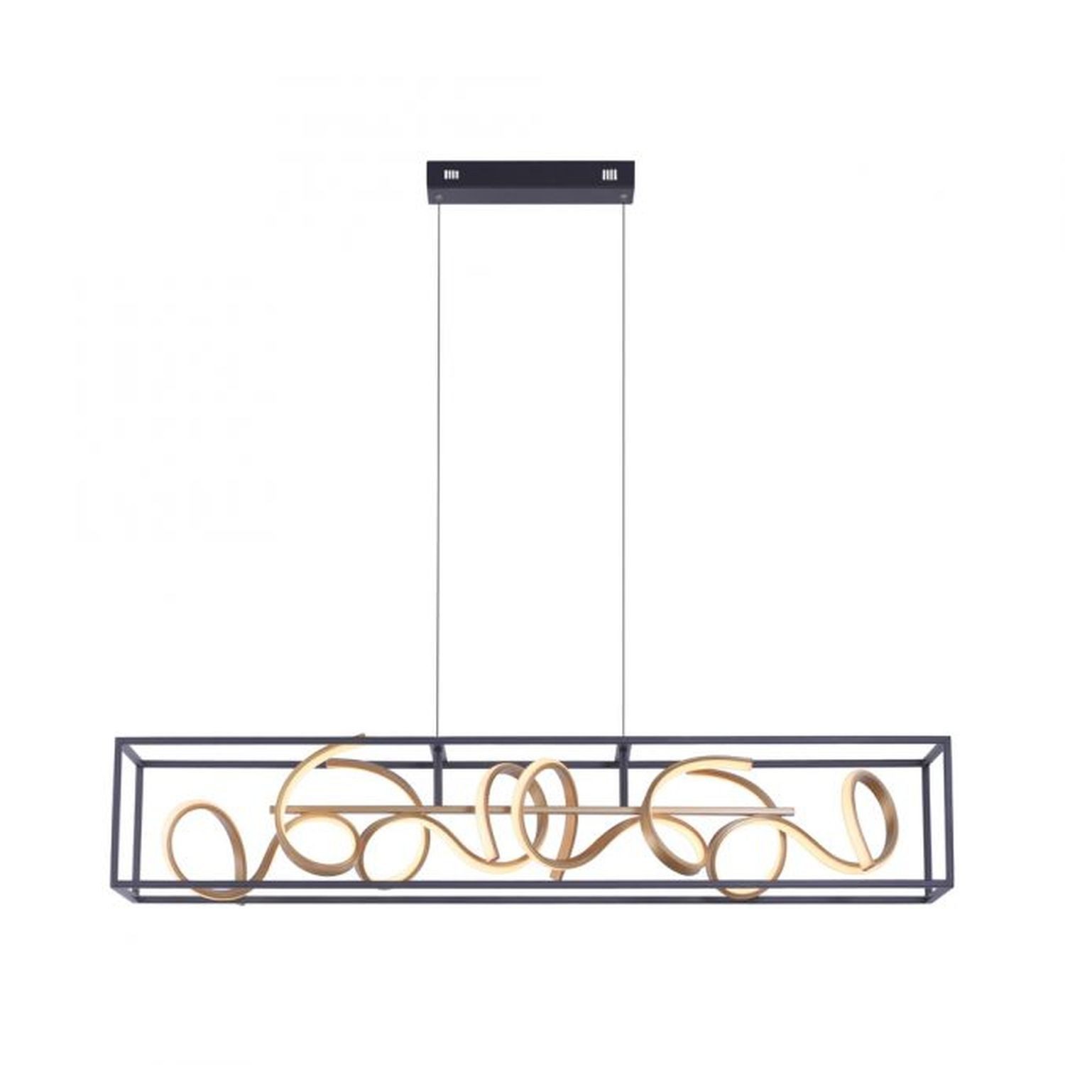 Licht-Erlebnisse Pendelleuchte LALGEA, LED fest integriert, Warmweiß, LED Metall H: max. 120 cm in Schwarz Gold eckig warmweiß 3000 K