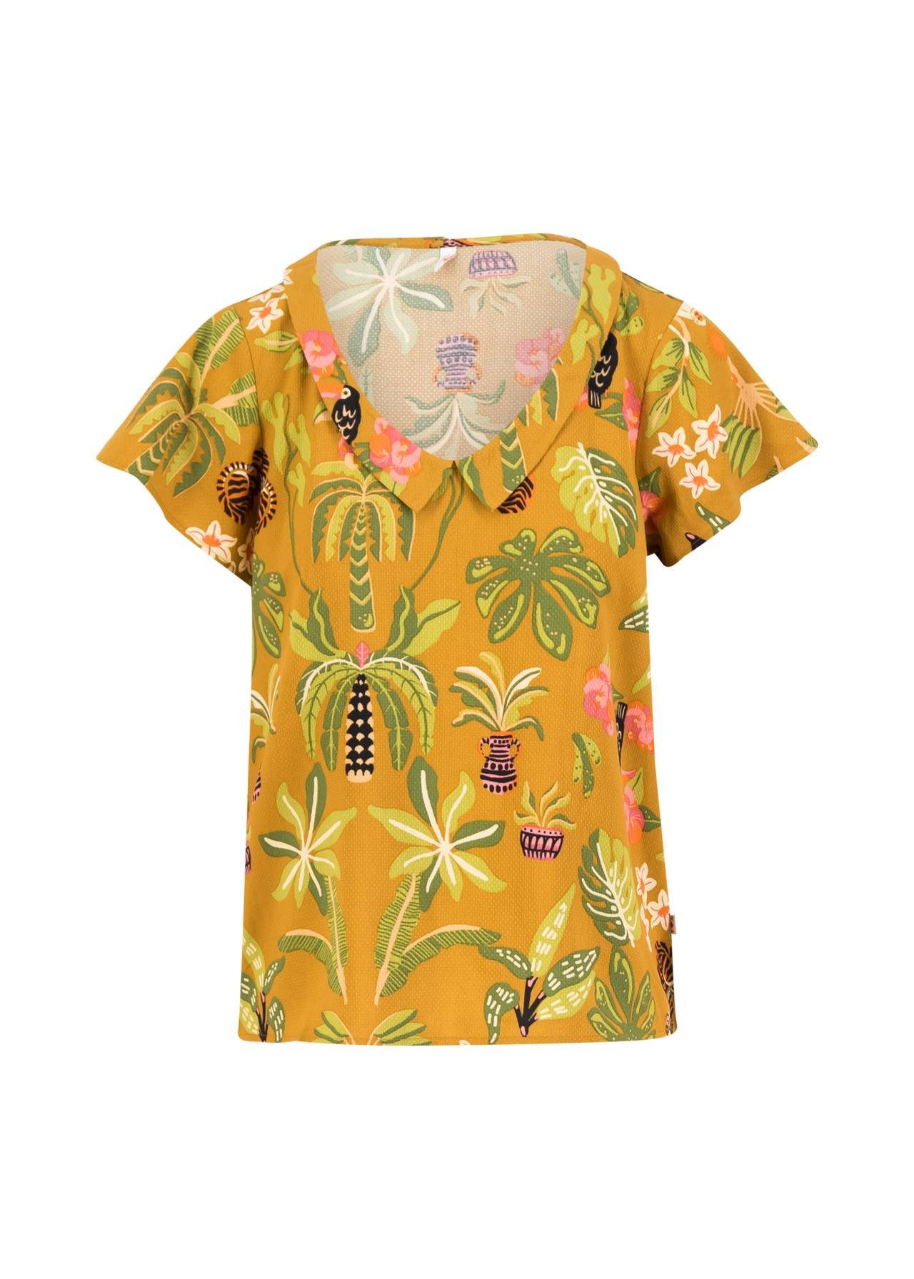 Blutsgeschwister Kurzarmbluse - Feed the Birds - Bluse Damen - Blusentop - Printbluse - Sommerbluse