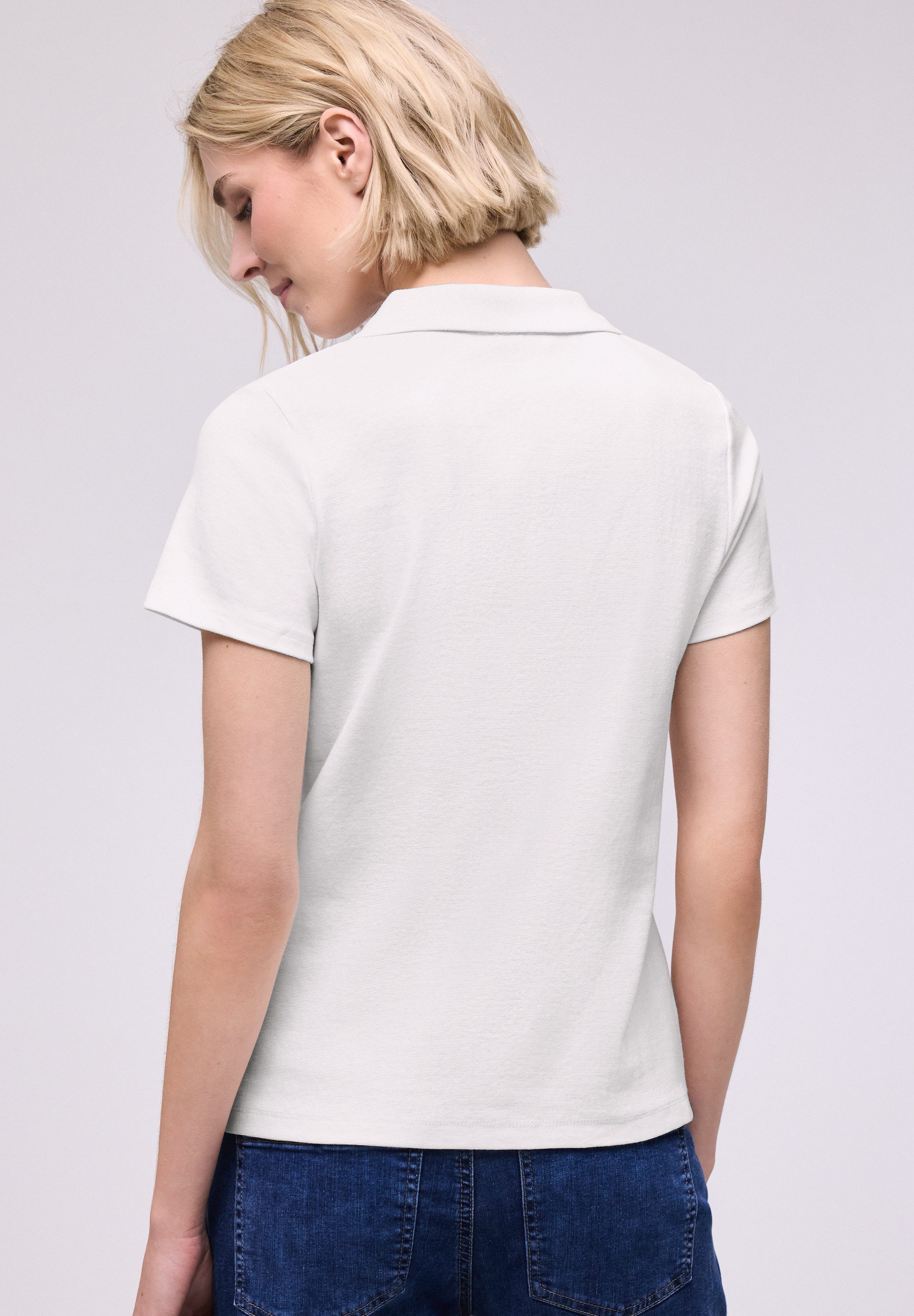 STREET ONE Poloshirt mit geschlitztem Rundhalsausschnitt