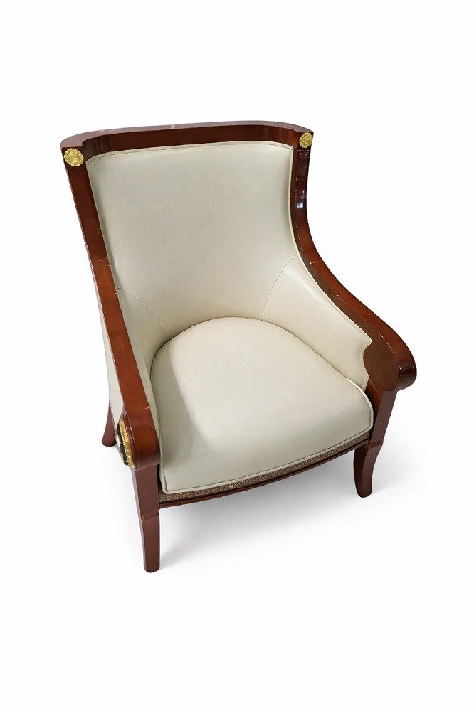 JVmoebel Armlehnstuhl Eleganter Sessel im Barockstil aus Holz mit goldenen Akzenten (1 St), Made in Europa