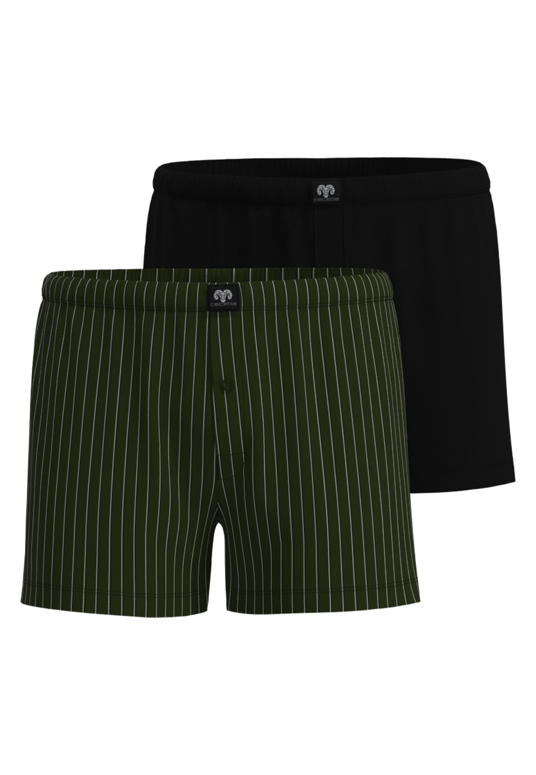 CECEBA Boxershorts CECEBA Herren Boxershort grün bedruckt 2er Pack (2-St)