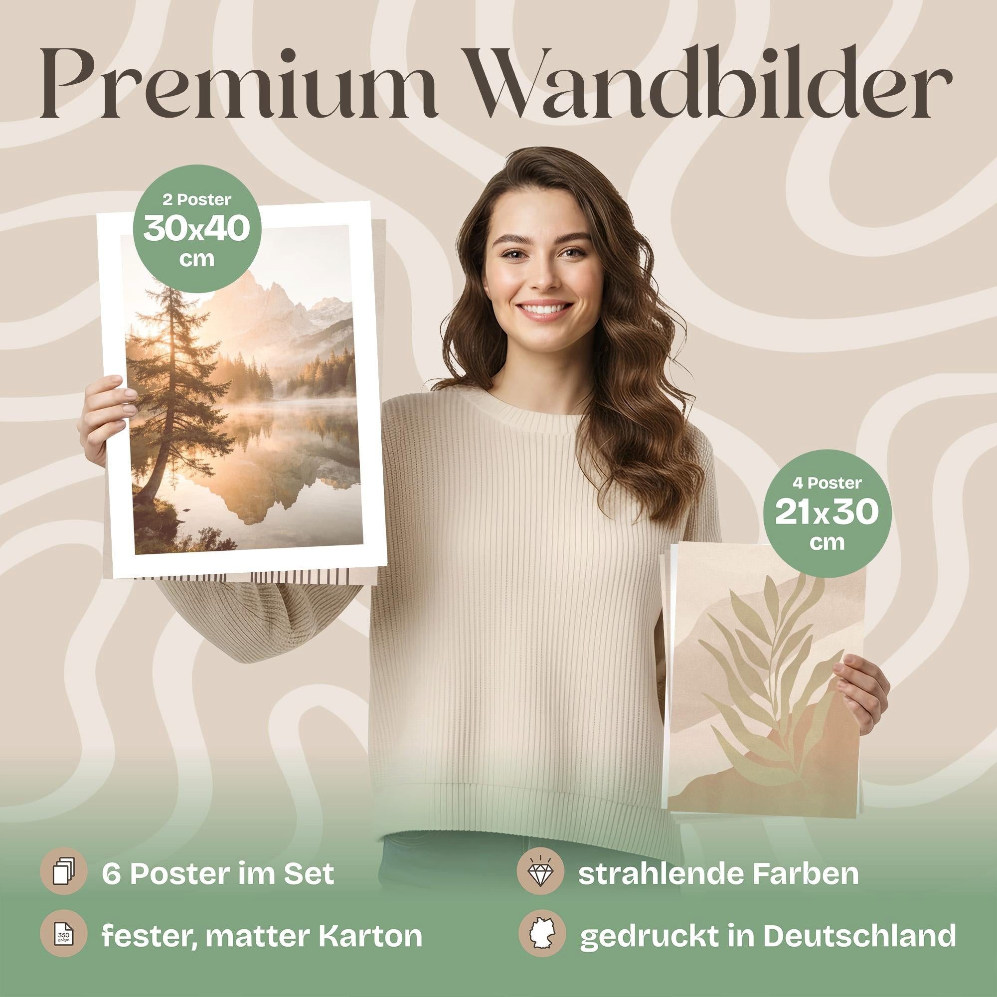ARTFAVES Bilder-Collage Poster Set Abstract Boho I mehrteilige Bilderwand I Wandbilder Boho, (Wandbilder modern, 6 St)