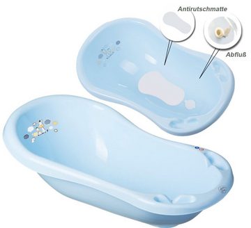 Maltex Babybadewanne 2 Teile SET Zebra Blau - Badeset Baby Badesitz Wanne 84 cm, (Made in Europe), = BABYWANNE + BADESITZ