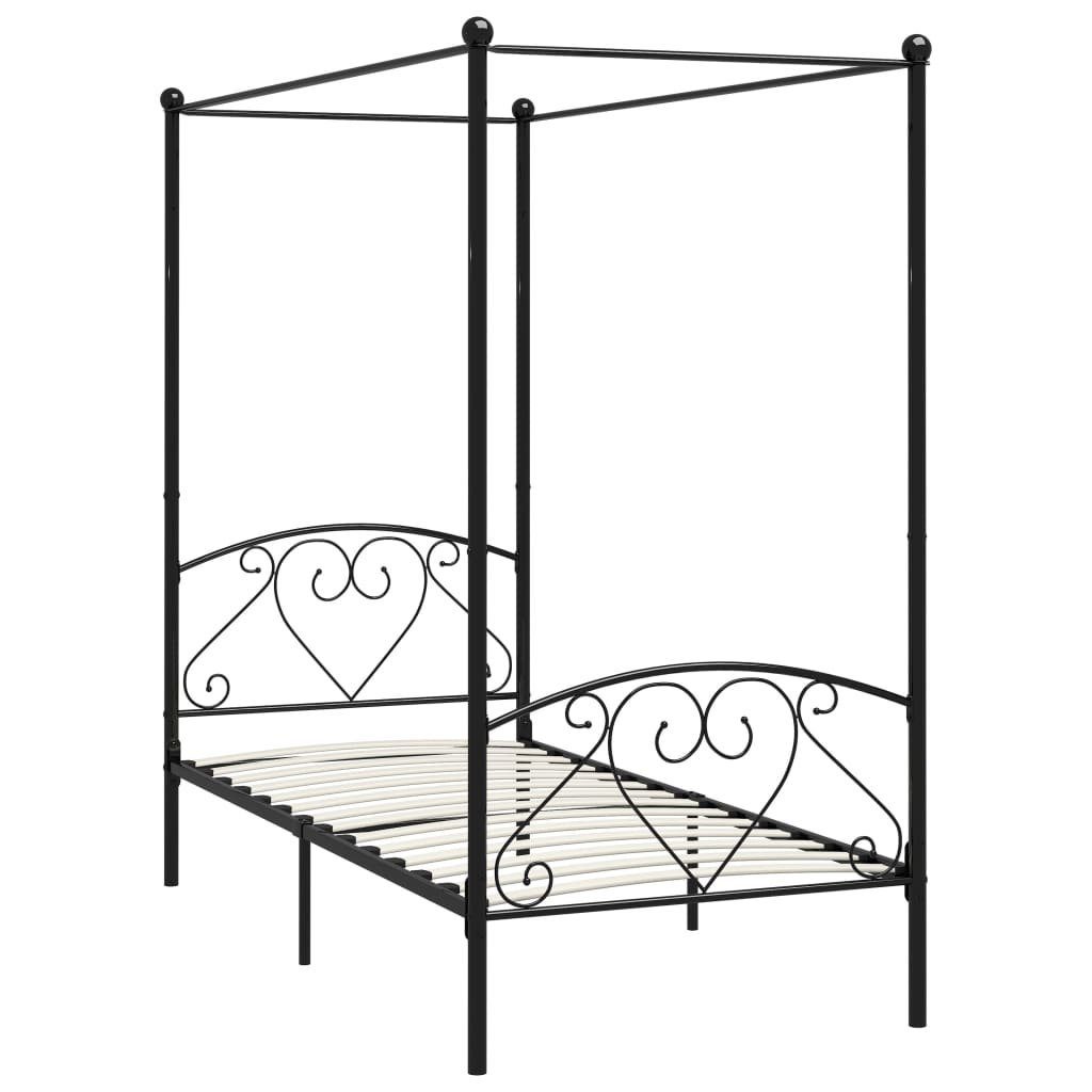 furnicato Bettgestell Himmelbett-Gestell Schwarz Metall 120 günstig online kaufen