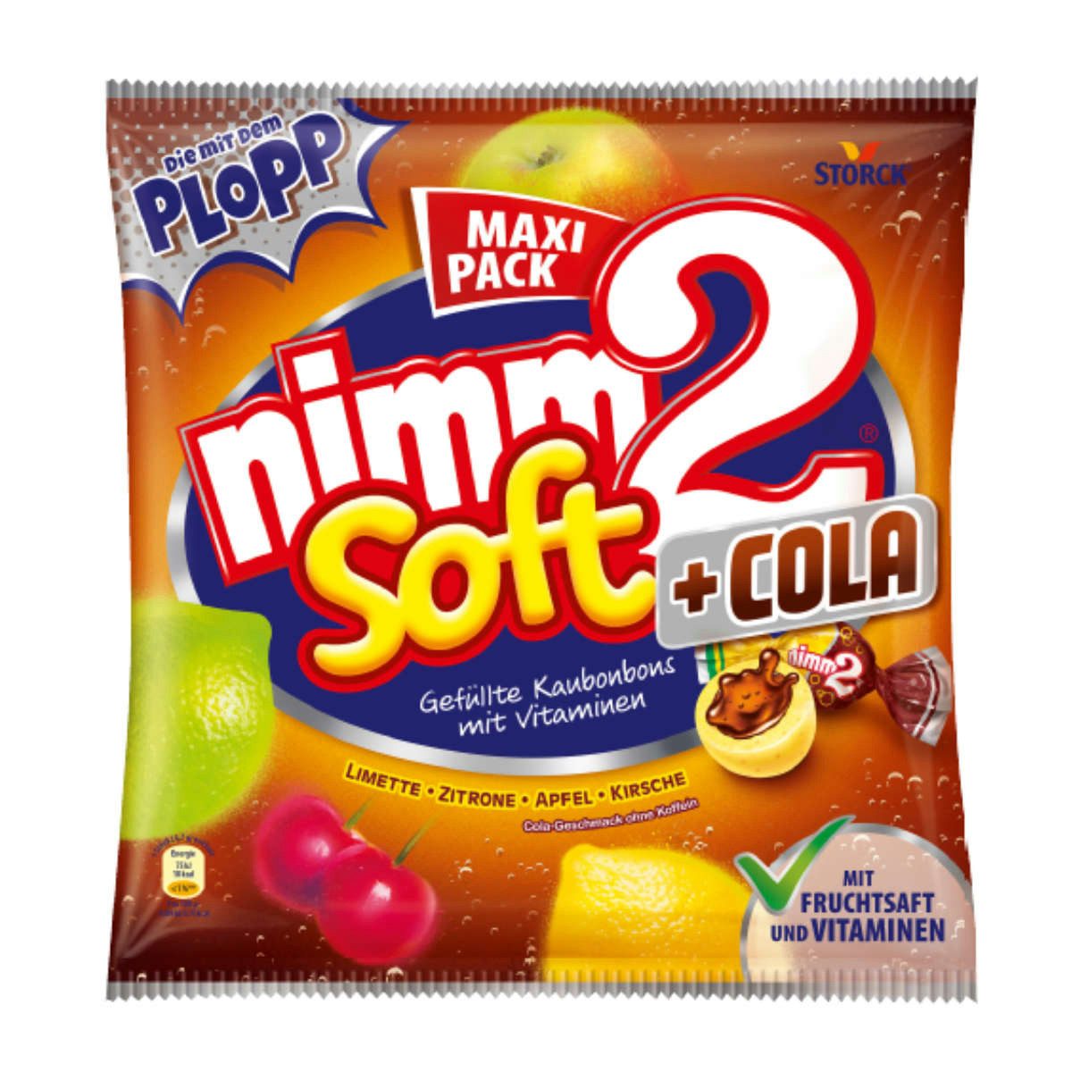 NIMM2 Süßigkeit, Storck Nimm2 Soft Cola fruchtige Kaubonbons mit Colafüllung345g