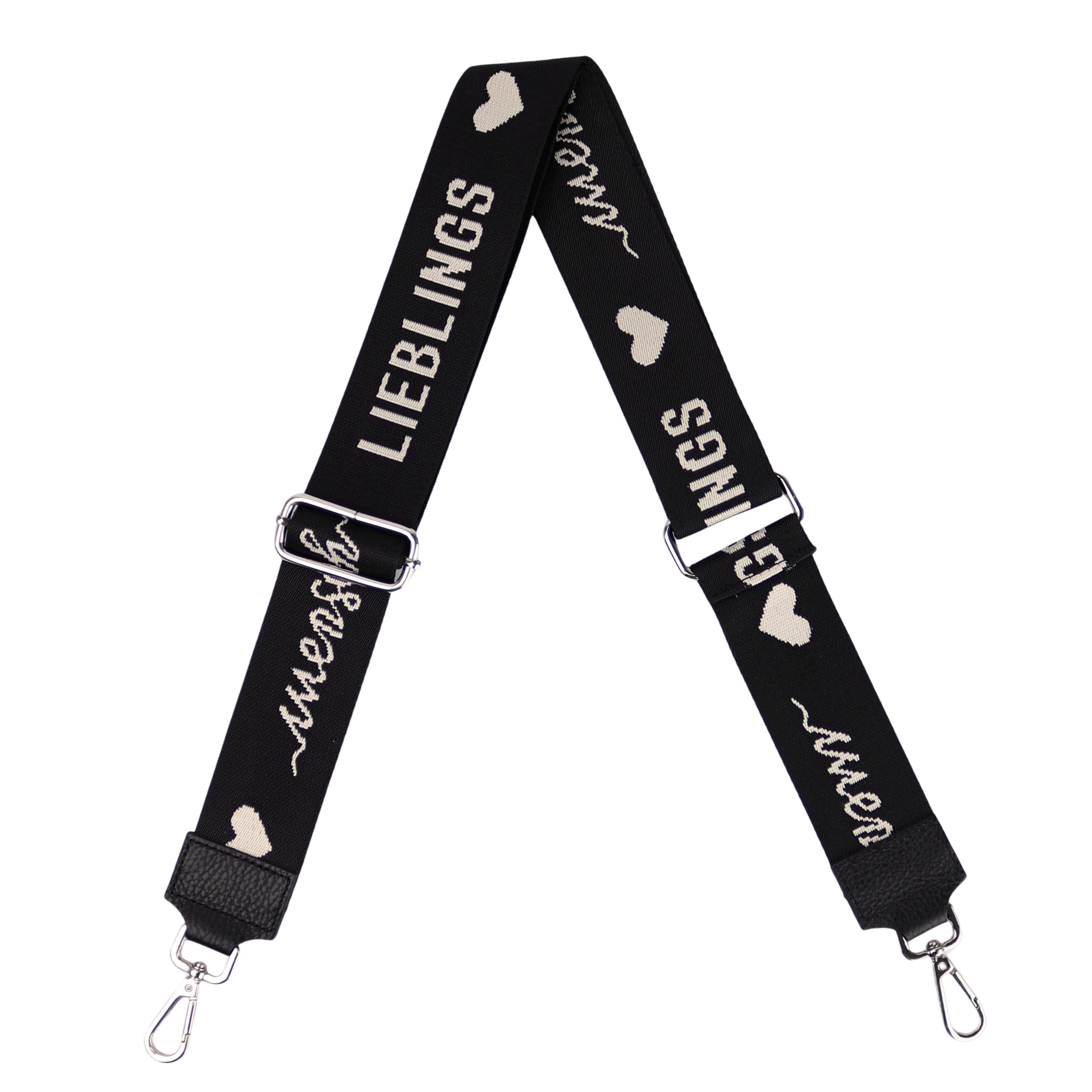 MIRROSI Schulterriemen Made in Italy aus Echtleder Schultergurt für Tasche zum Wechseln (Schwarz, Karabiner in silberner Farbe, 1x Taschengurt) 5cm Breit Bohemian Style