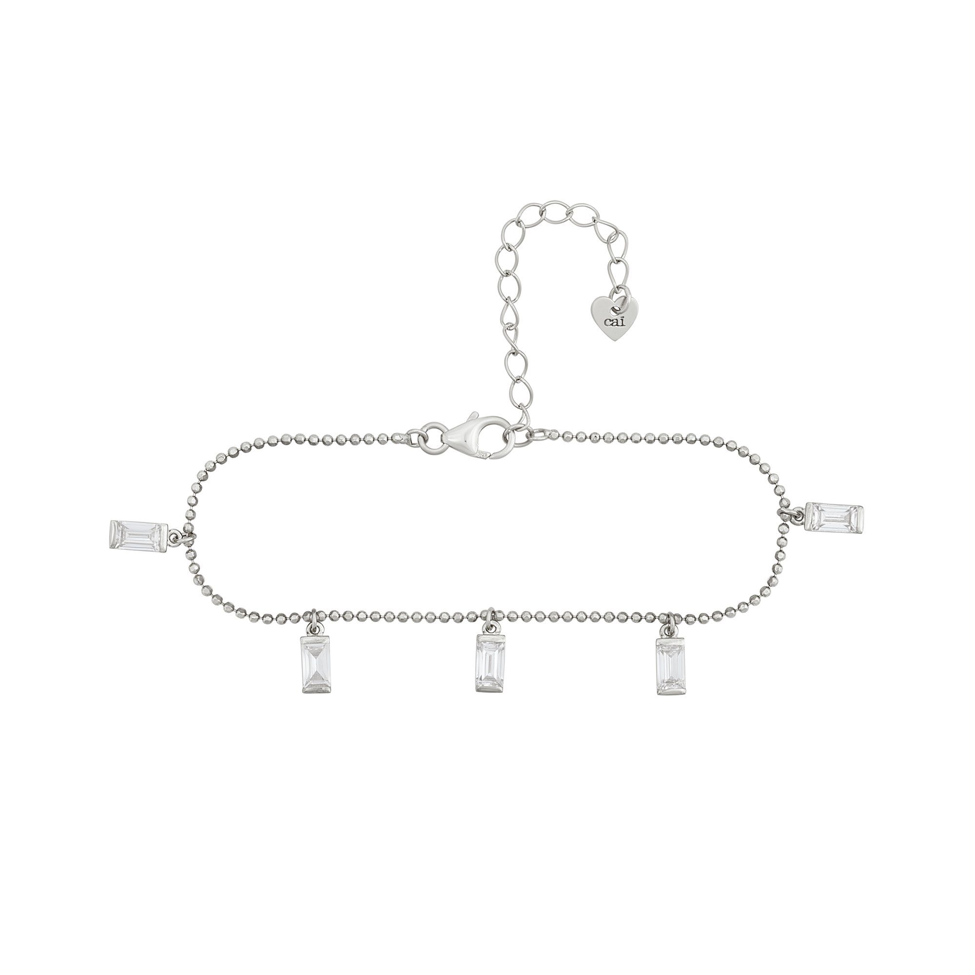 CAÏ Armband 925/- Sterling Silber rhodiniert Anhänger Zirkonia Baguette