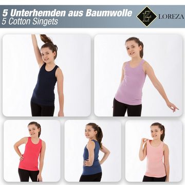 LOREZA Unterhemd 5er Set Mädchen Unterhemden - Punkte - Bunt (Set, 5-St)