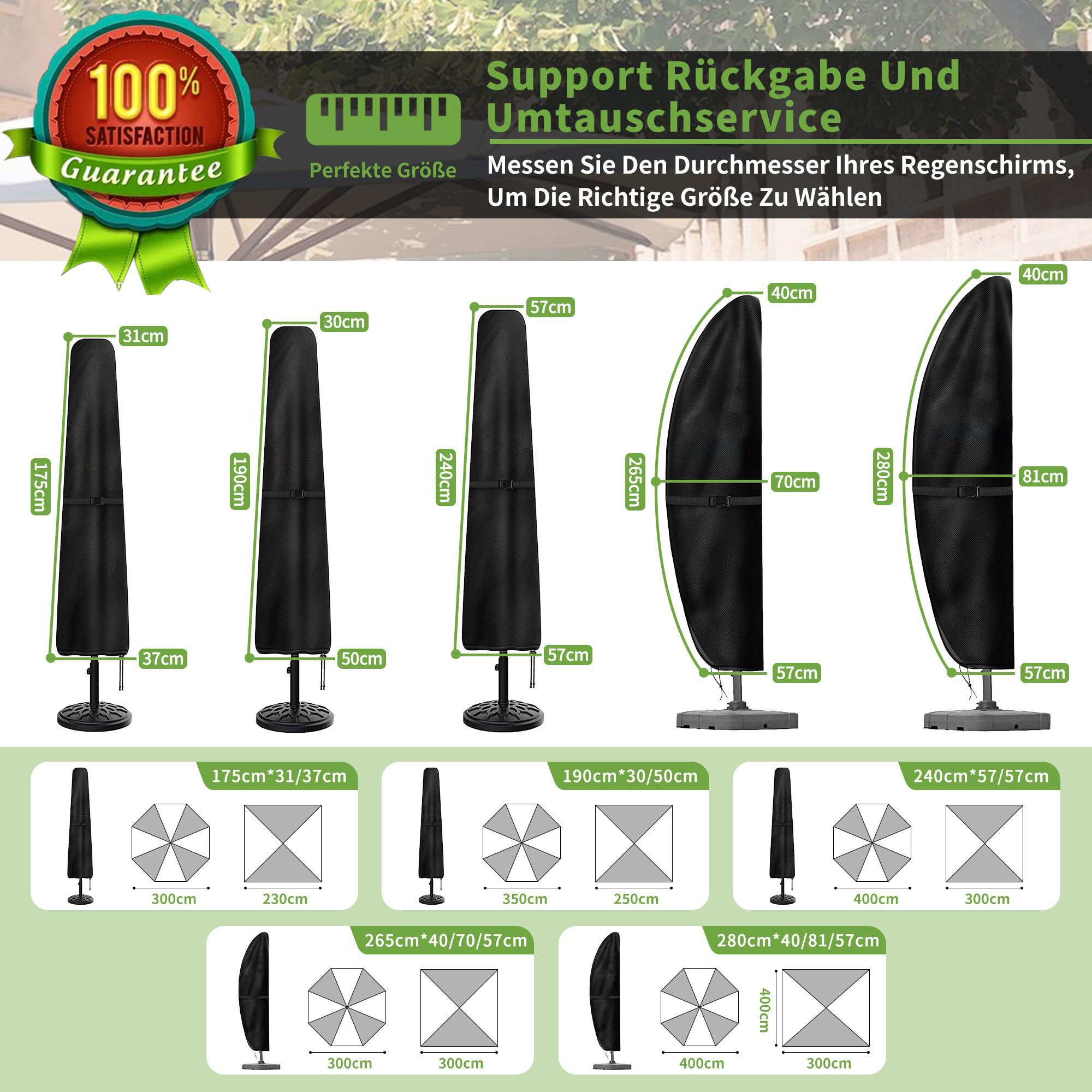 FOUORTUNATE-BEE Sonnenschirm-Schutzhülle Sonnenschirm Schutzhülle mit Stab günstig online kaufen