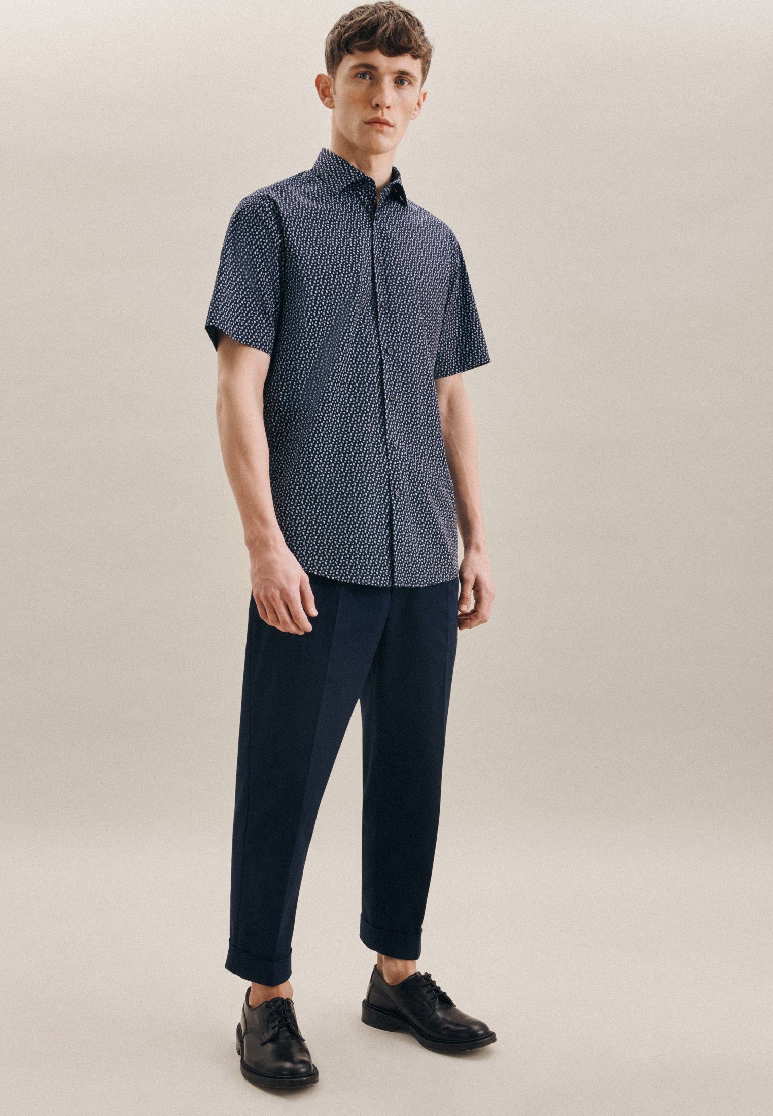 seidensticker Businesshemd Regular Regular Kurzarm Kentkragen Print