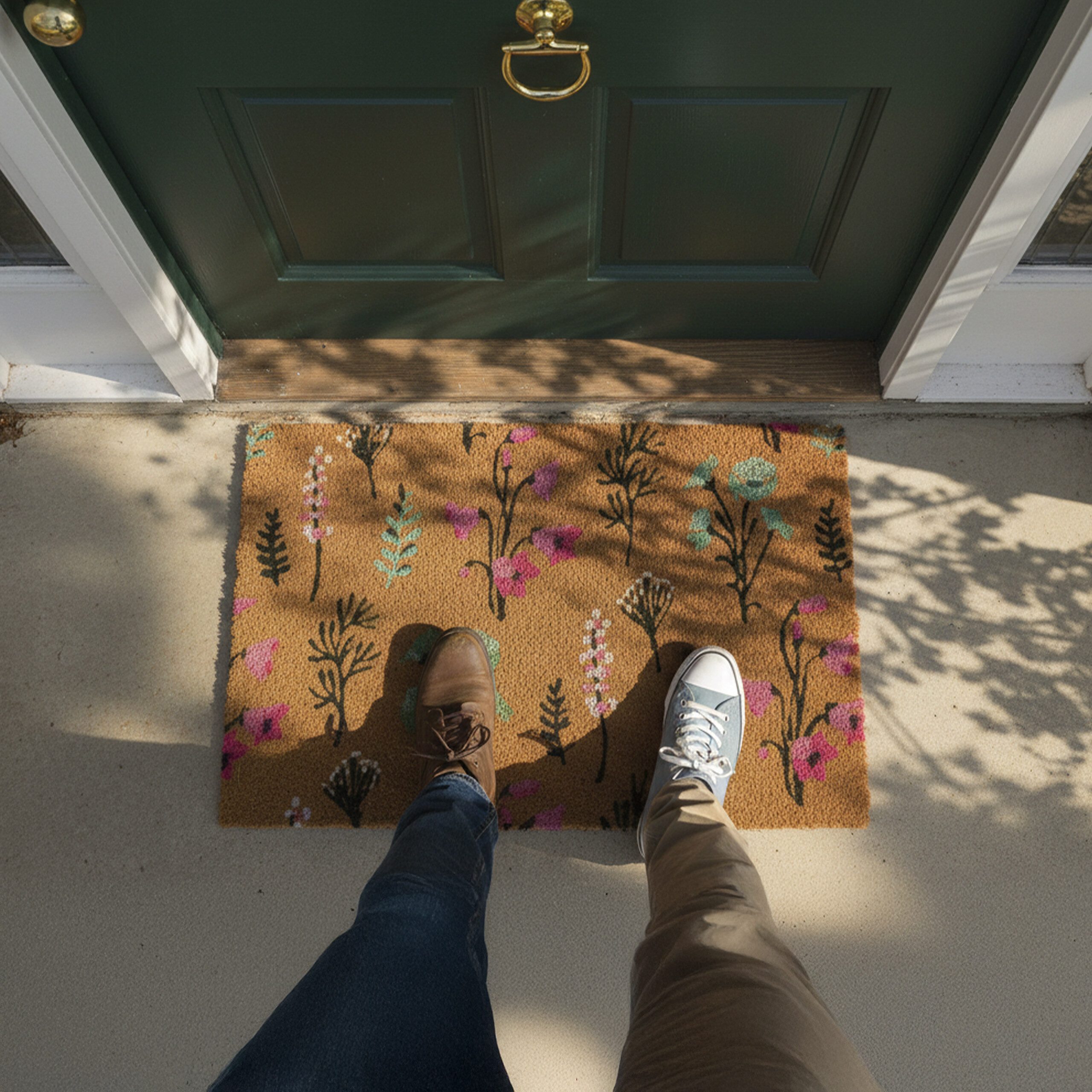 relaxdays Fußmatte Kokos Fußmatte Pflanzen 60x40 cm, rechteckig, Höhe: 15 m günstig online kaufen