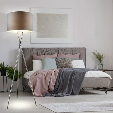etc-shop LED Stehlampe, Leuchtmittel inklusive, Warmweiß, Steh Lampe Wohn Zimmer Decken Fluter Textil Chrom Strahler Grau im