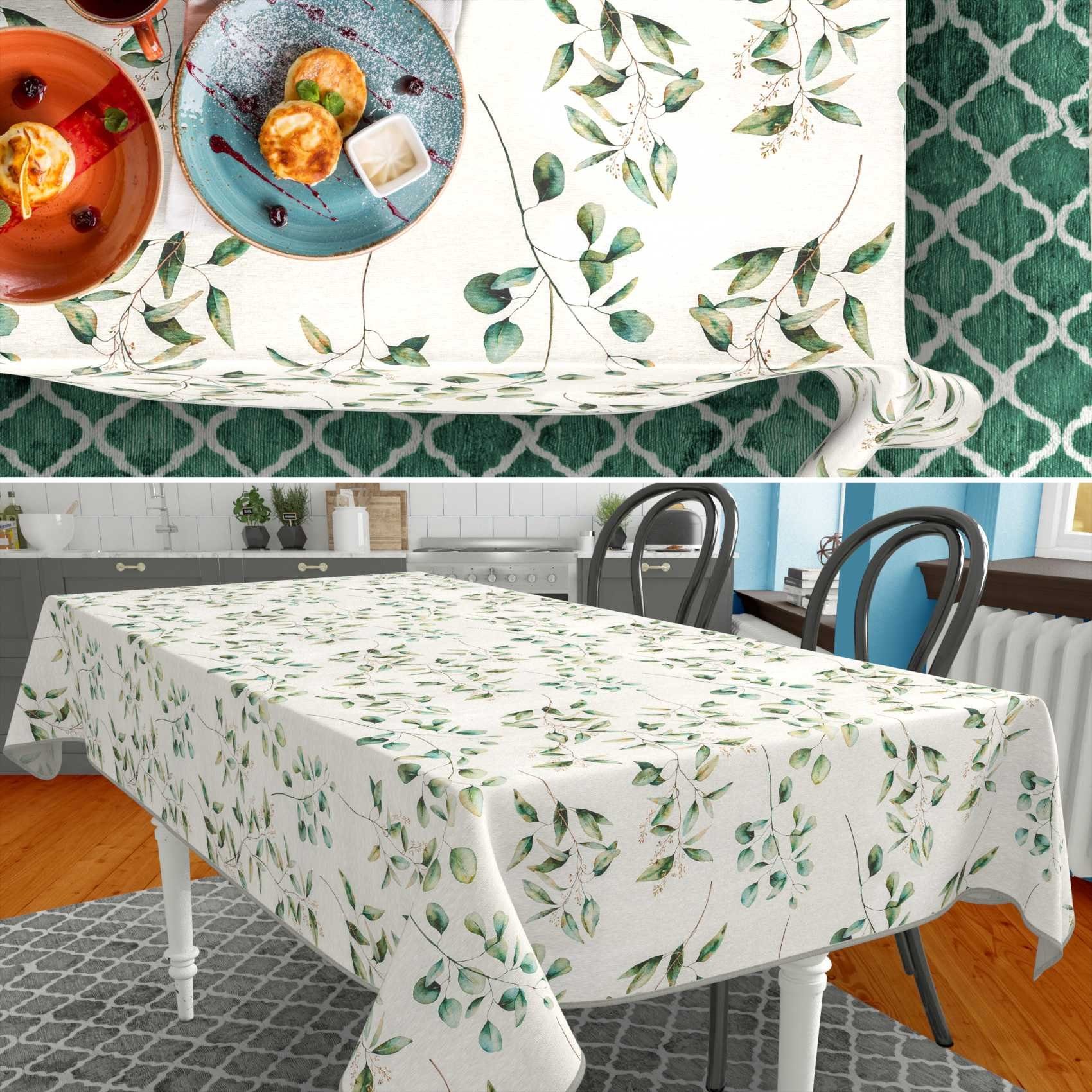 ANRO Tischdecke aus Stoff mit Blumen Pflanzen wasserabweisend Tischtuch Tischwäsche (Einzelstück 1-tlg), mit Acryl Beschichtung – Bild 2 von 5