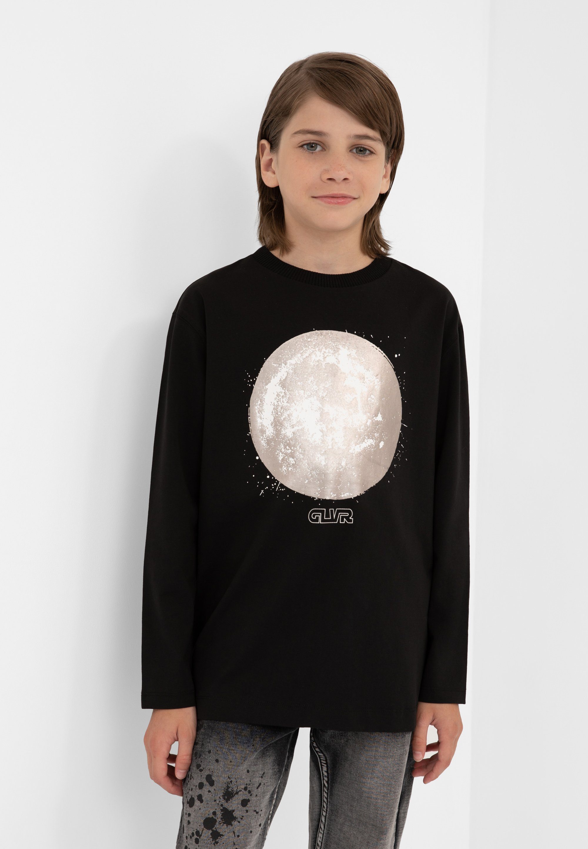 Gulliver Langarmshirt mit tollem Shirt Brustprint Jungen für Weltraum-Motiv, mit großartigem Modisches