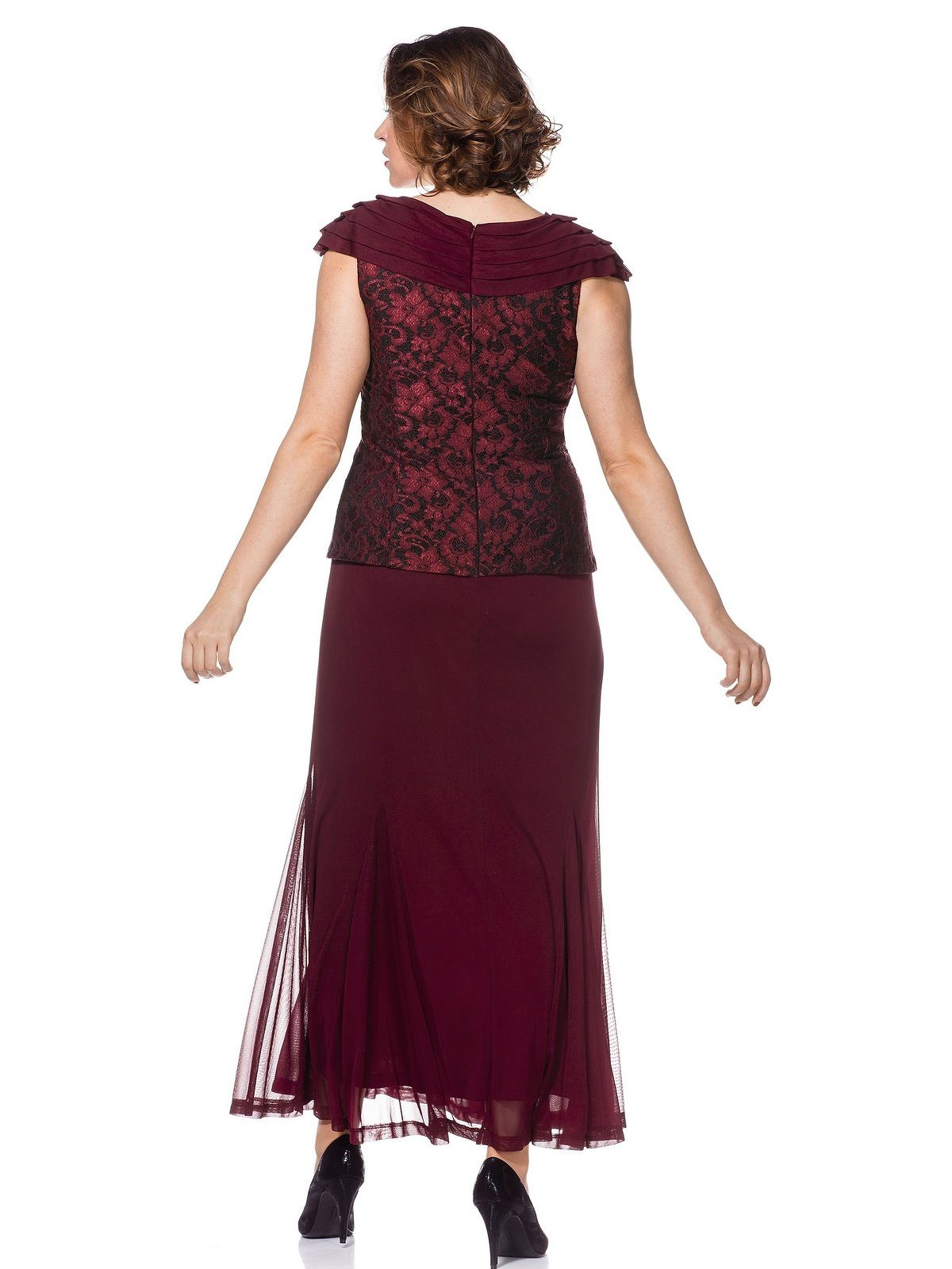 Sheego Abendkleid Große Größen mit Spitze und Schalkragen