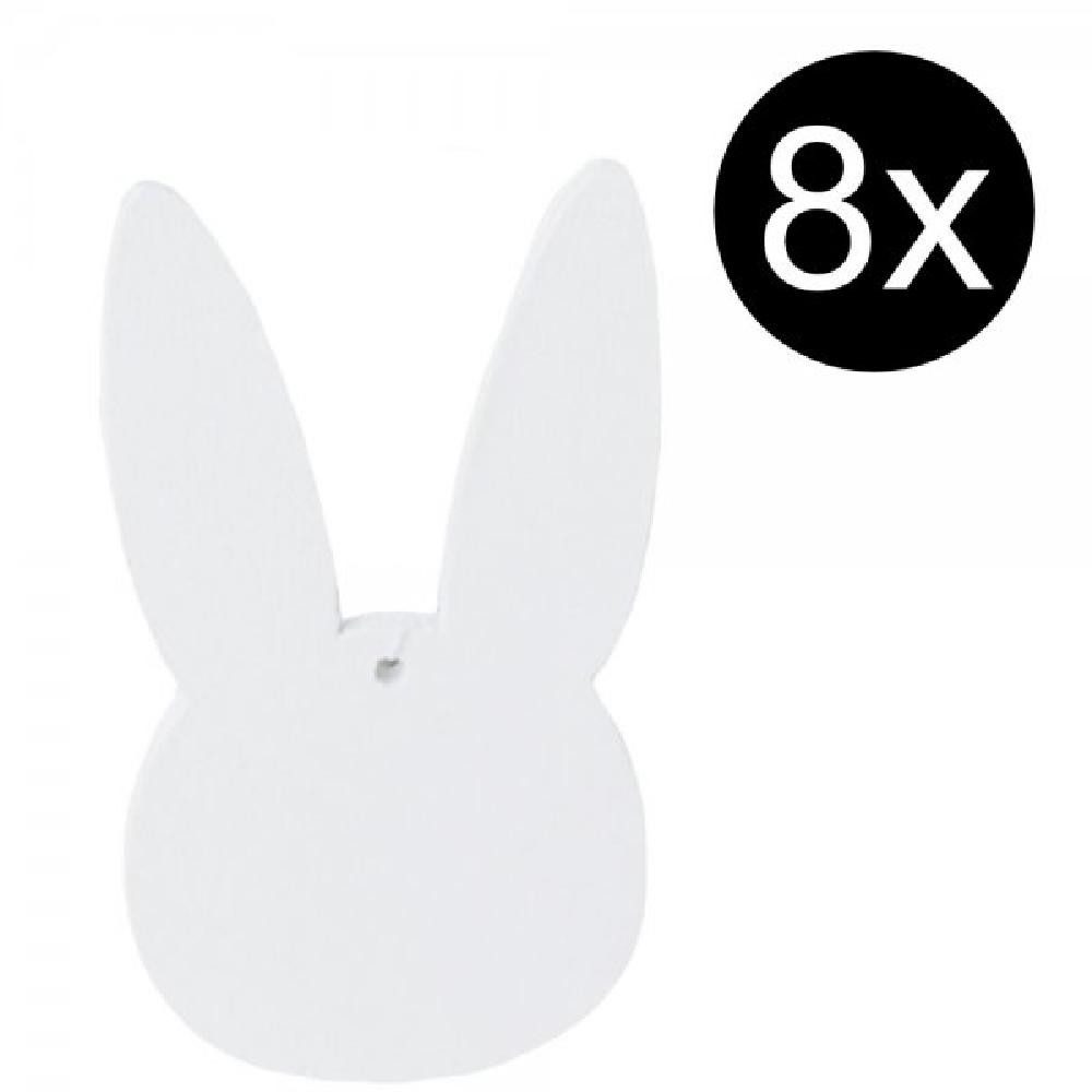 Eulenschnitt Osterhase Holzanhänger-Set Hase Weiß (8-teilig)