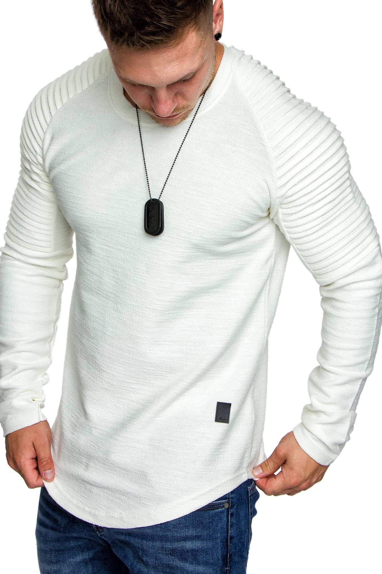 Amaci&Sons Sweatshirt Gresham Sweatshirt Herren Basic Kontrast Sweatjacke Pullover Hoodie Kapuzenpullover Weiß