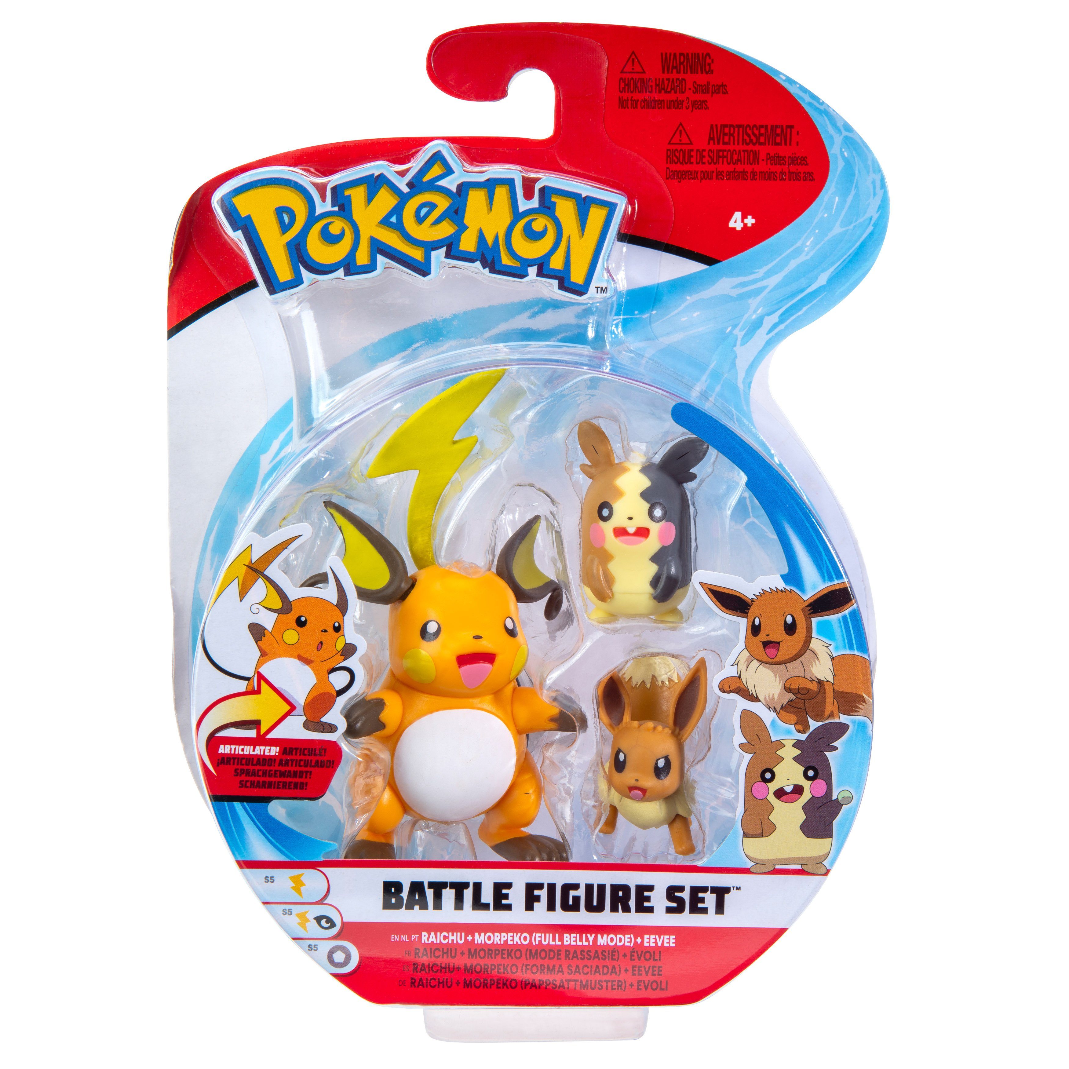 3er - Evoli, 3-tlg) & Figur (Set, Merchandise-Figur Morpeko - Raichu, Pack Battle Jazwares Pokémon