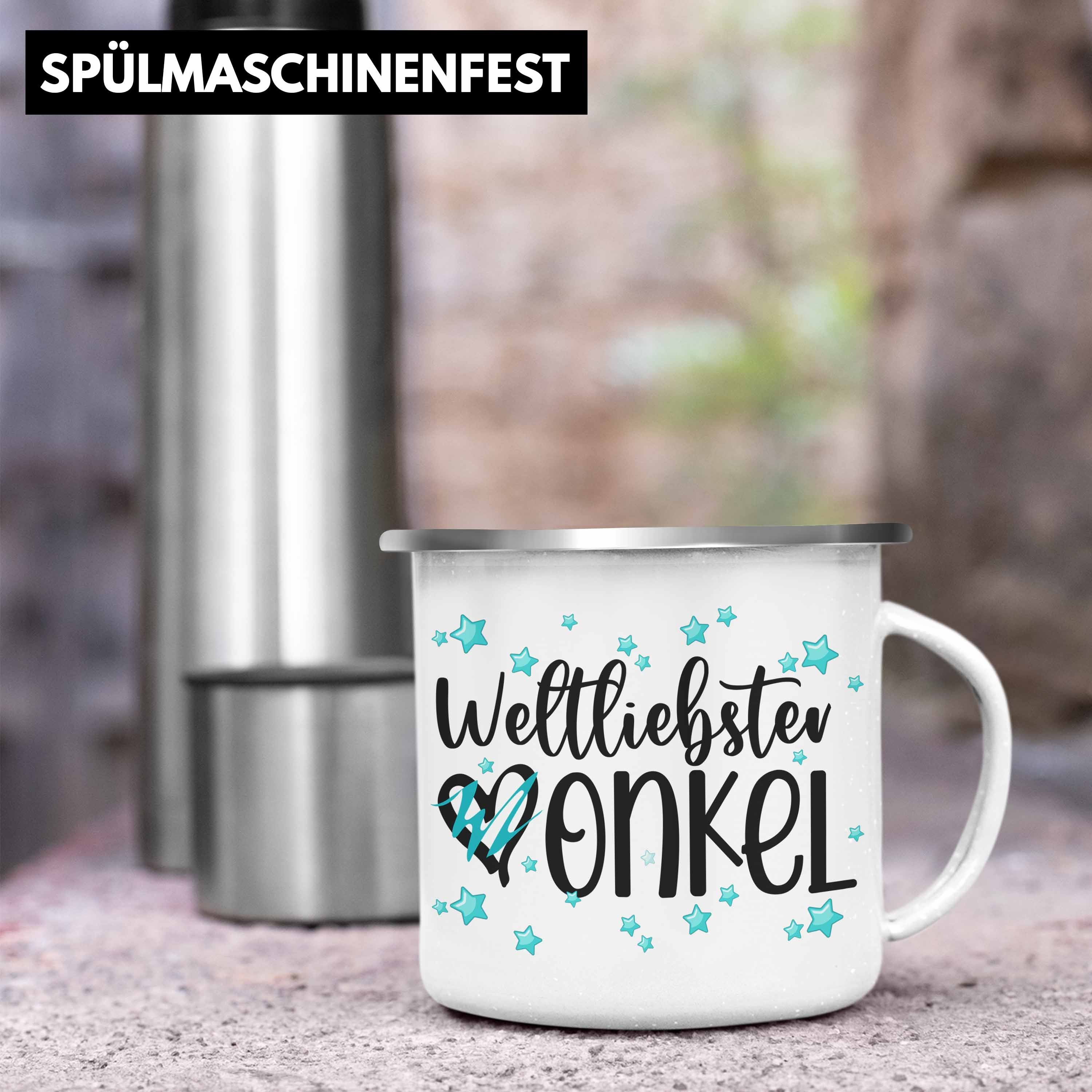 Emaille Geschenk Tasse Trendation Thermotasse Onkel Trendation - Silber Geburtstag Geschenkideen Bester Weihnachten Tassen Emaille