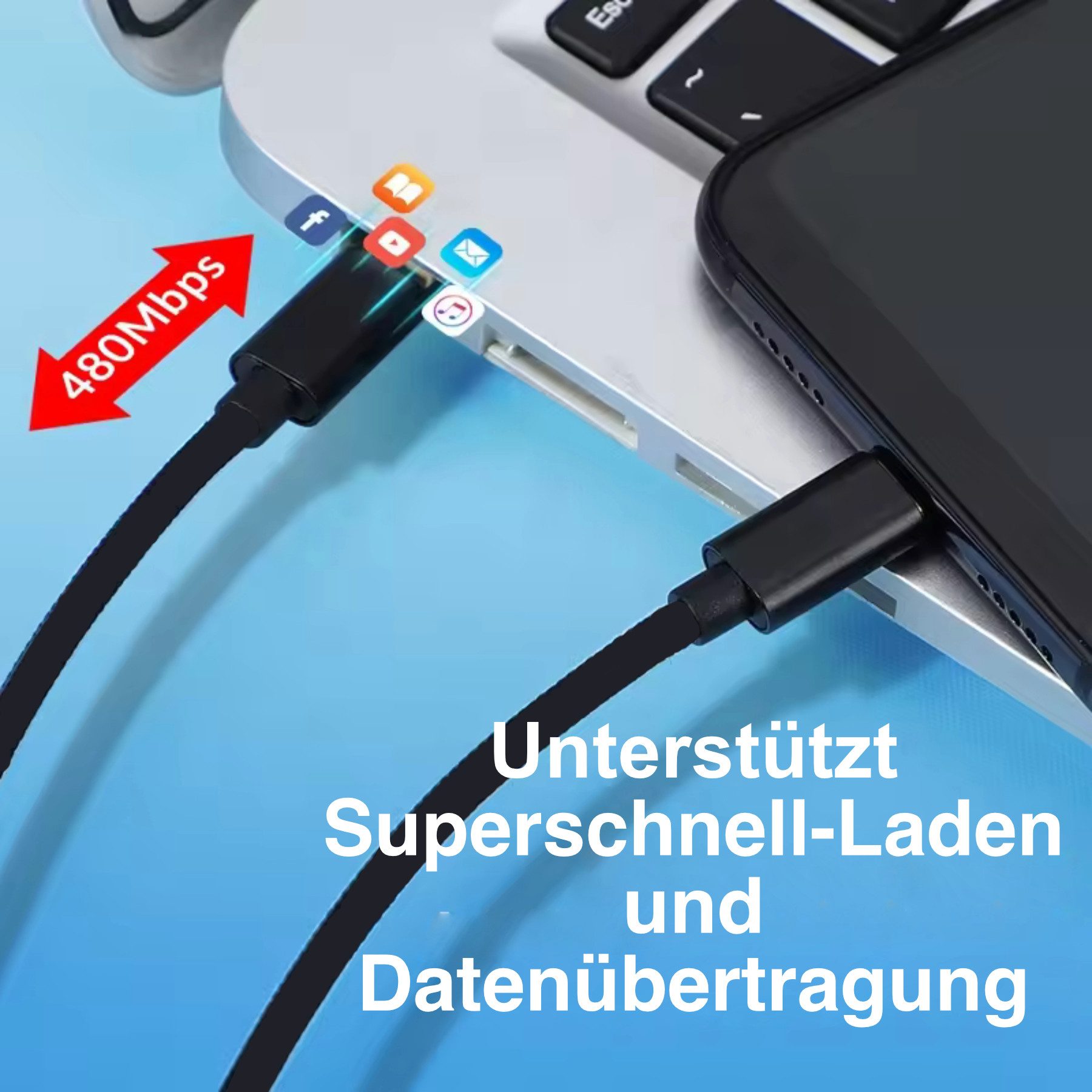 Alpha Electronics Schnellladekabel passt für Samsung Galaxy S23 S22 S21 S20 S10 Smartphone-Kabel, USB-C, USB-C (100 cm), Schnellladekabel 60W – Bild 4 von 5