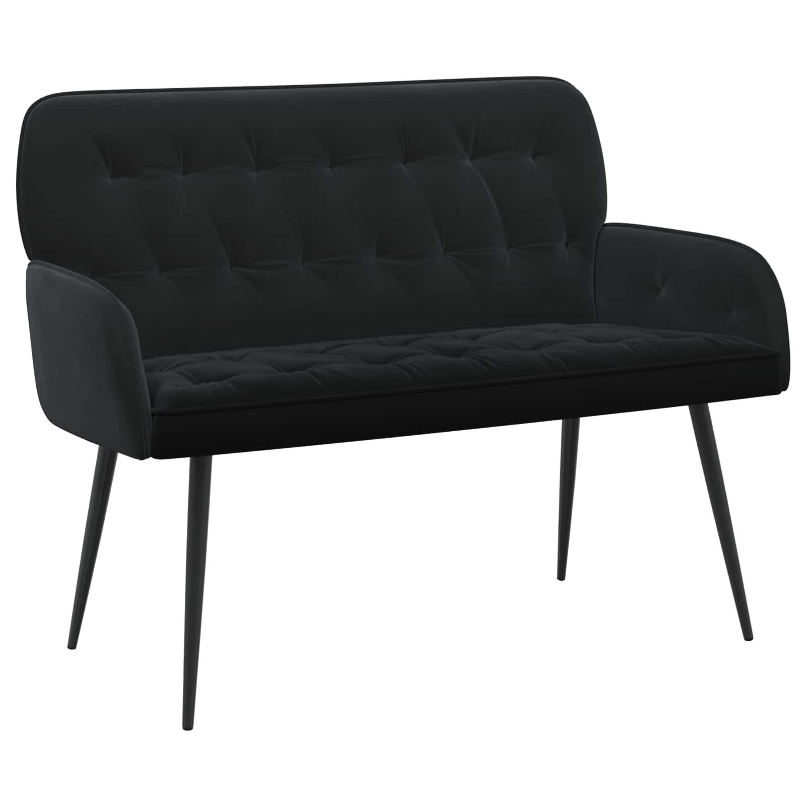 vidaXL Sofa 115 x 58 x 86 cm 2-Sitzer-Sofa mit Metallbeinen 2-Sitzer Schwarz Samt, 1 Teile
