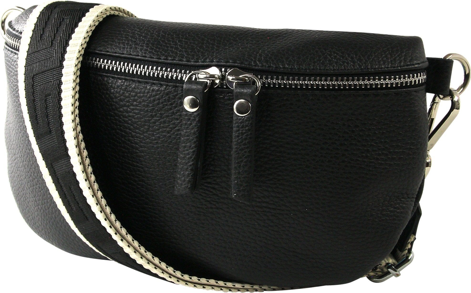 Toscanto Gürteltasche Toscanto Damen Gürteltasche Leder schwarz (Gürteltasche), Damen Gürteltasche Leder, schwarz, mehrfarbig ca. 25cm x ca. 15cm