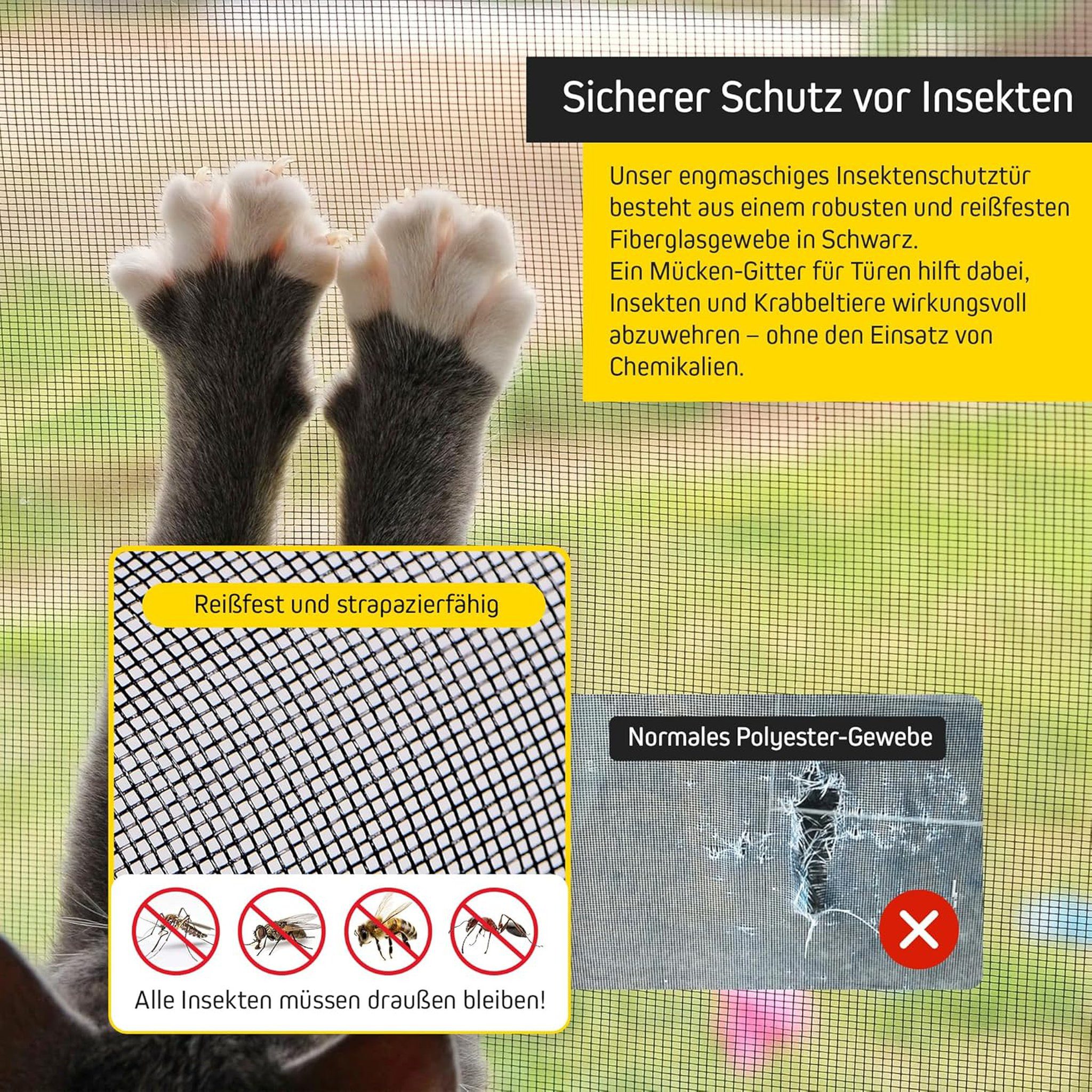 jalousiescout Insektenschutz-Fensterrahmen Fliegengitter Fenster Spannrahmen mit Alurahmen 60x80 fest Weiß, (1-St), freie Sicht, luftdurchlässig, zwei Größen, P – Bild 5 von 5