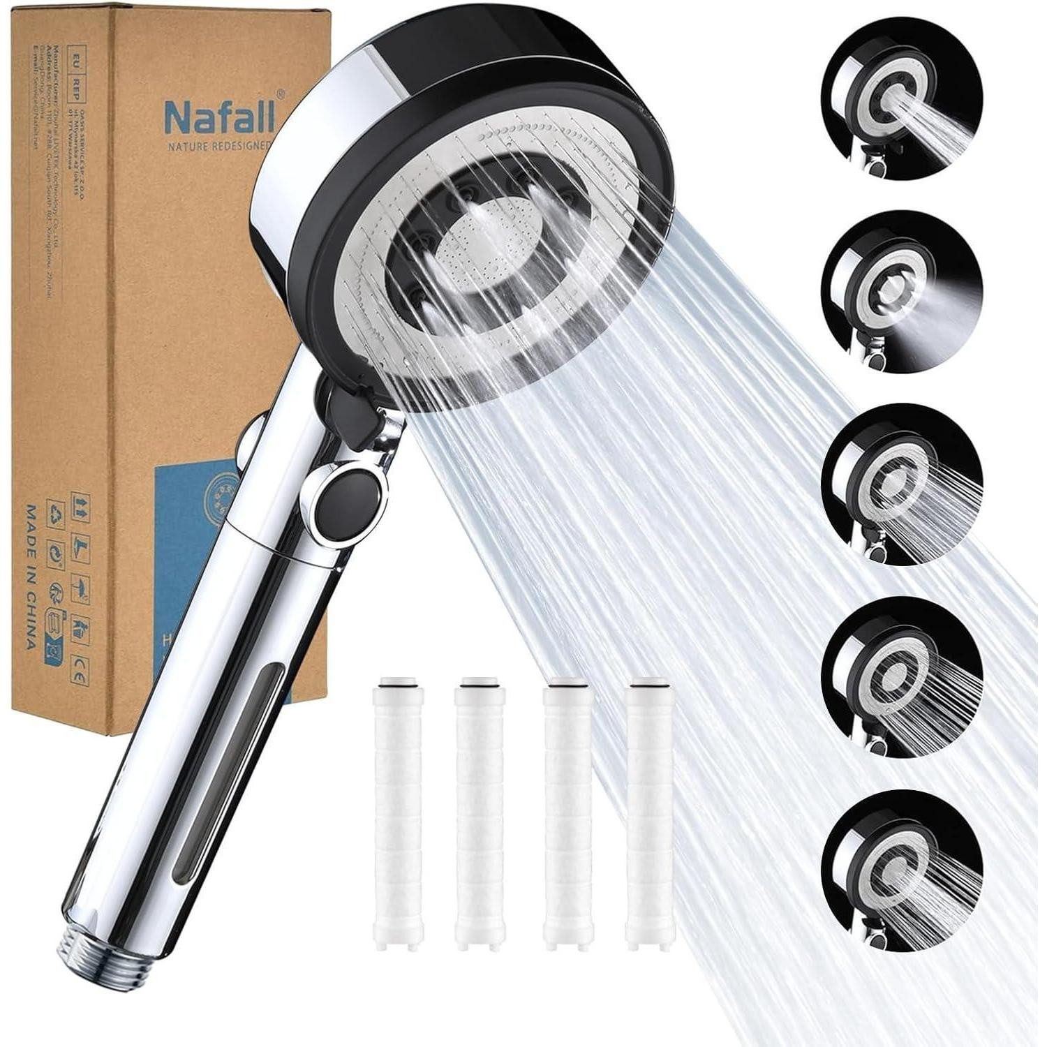 LuxusKollektion Handbrause Duschkopf mit 4 PP Filter Handbrause Wasserspare günstig online kaufen