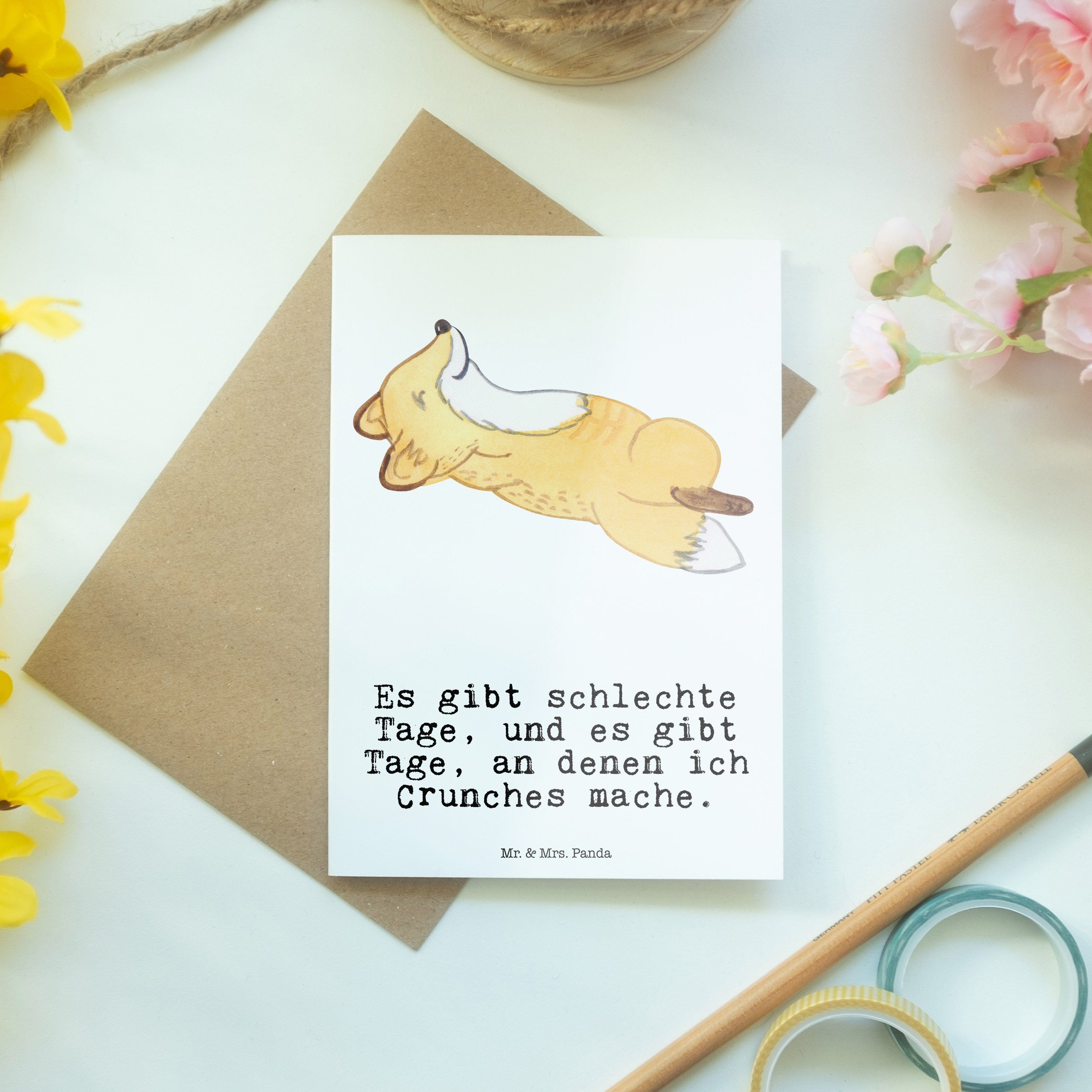 Crunches Geschenk, Fuchs & Mr. Panda Weiß Grußkarte - Karte, Mrs. Tage Glückwunschkarte, - Gewin