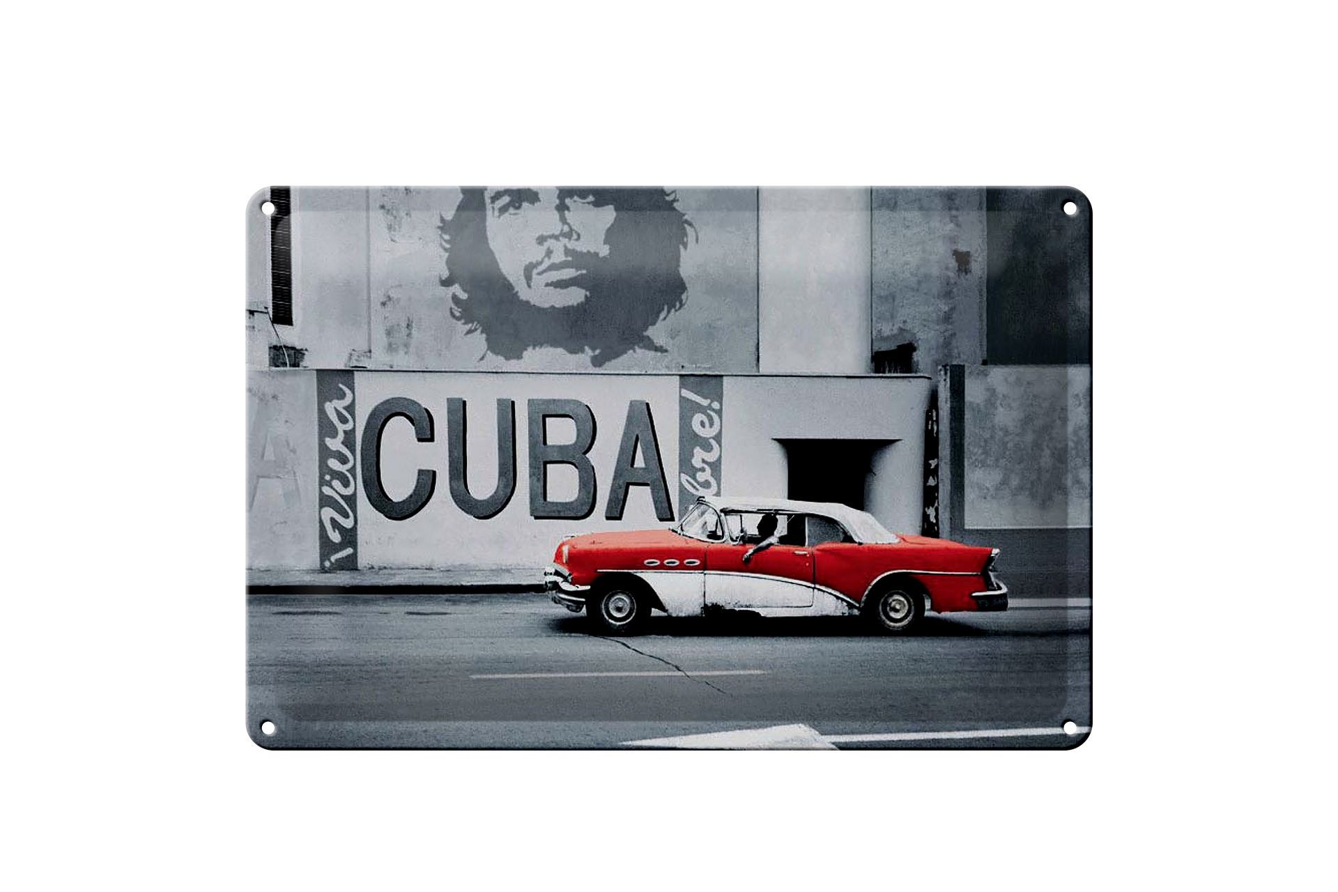 Hebold Metallschild Schild Blech 30x20cm - Made in Germany - Spruch Cuba Guevara Auto rot