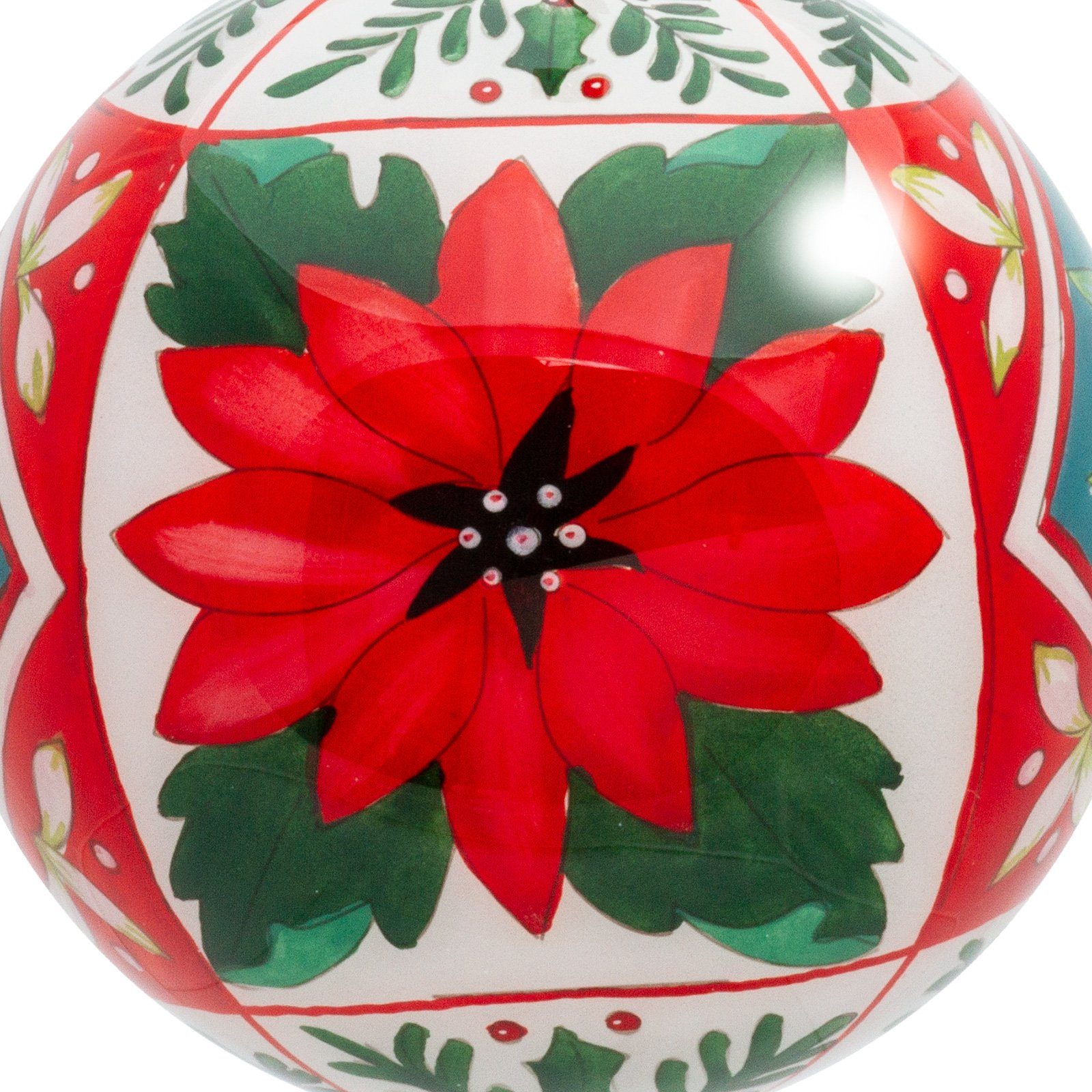 cm Blüte SIKORA Innenglasmalerei Weihnachtskugel Christbaumschmuck K10-19 D: Weihnachtsstern 10