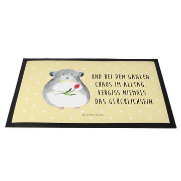Fußmatte 40 x 60 cm Chinchilla Blume - Gelb Pastell - Geschenk, Schmutzfänger, Mr. & Mrs. Panda, Höhe: 0.3 mm, Elegantes Design