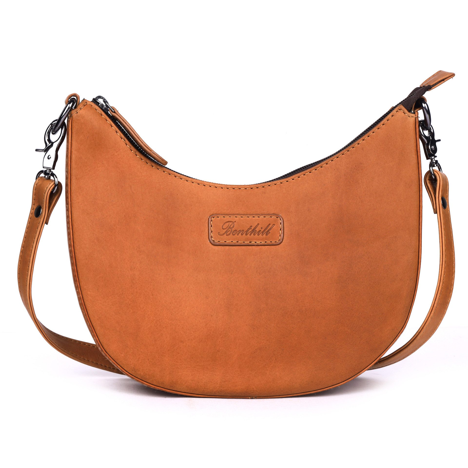Benthill Handtasche Damen Echt Leder Schultertasche Klein Vintage Hobo Bag Beutel, Reißverschlussfach – Bild 2 von 5