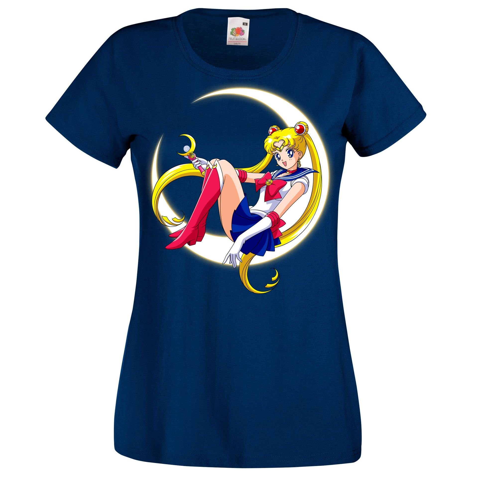 Youth Designz T-Shirt Sailor Moon Damen T-Shirt Mit trendigem Frontprint Navyblau