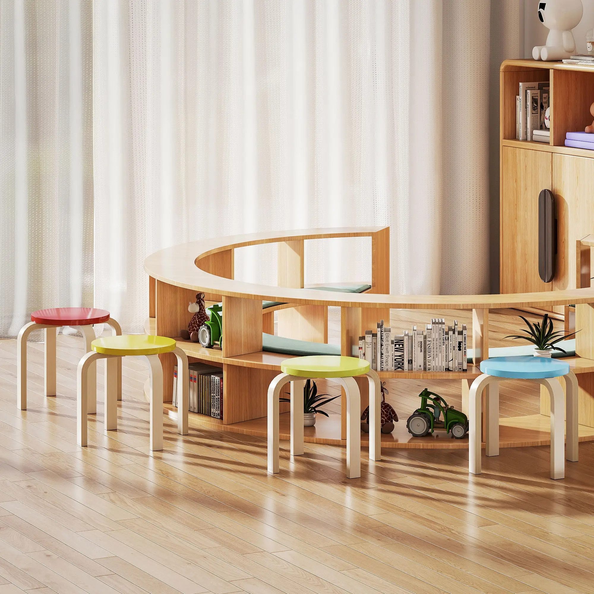 BlingBin Sitzhocker 4 Stapelhocker mit Filzfußpolstern, Birken-Sperrholz, l günstig online kaufen