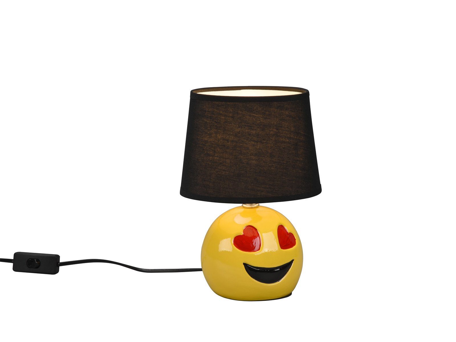 meineWunschleuchte LED Nachttischlampe, Kinderzimmer-lampe warmweiß, ausgefallen LED wechselbar, stylische kleine Schwarz Gelb-Schwarz dimmbar 26cm H