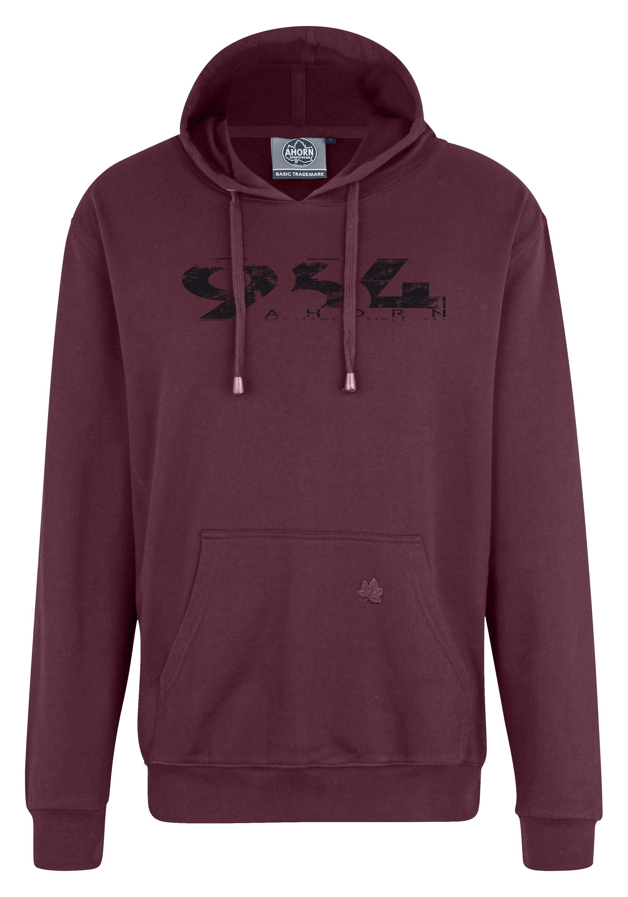 späteste Arbeit AHORN SPORTSWEAR weinrot Kapuzensweatshirt modischem 964_BLACK mit Print