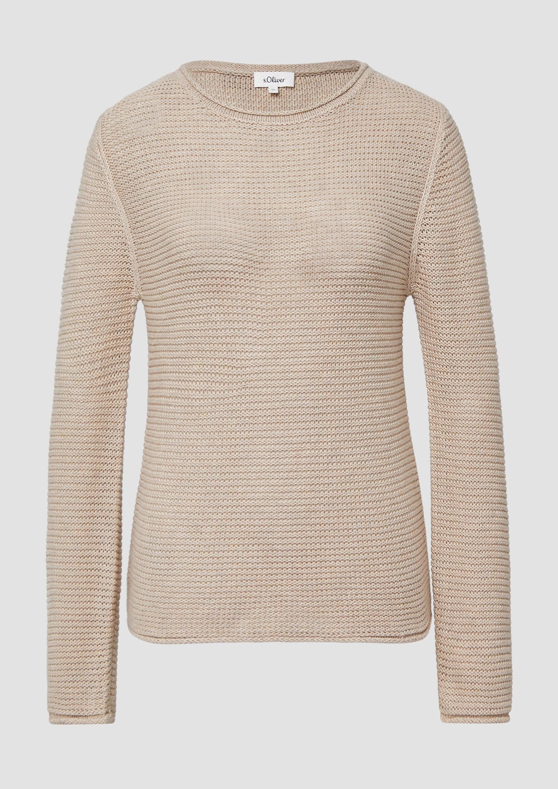 s.Oliver Longpullover Strickpullover Leichter Strickpullover in Ripp-Optik