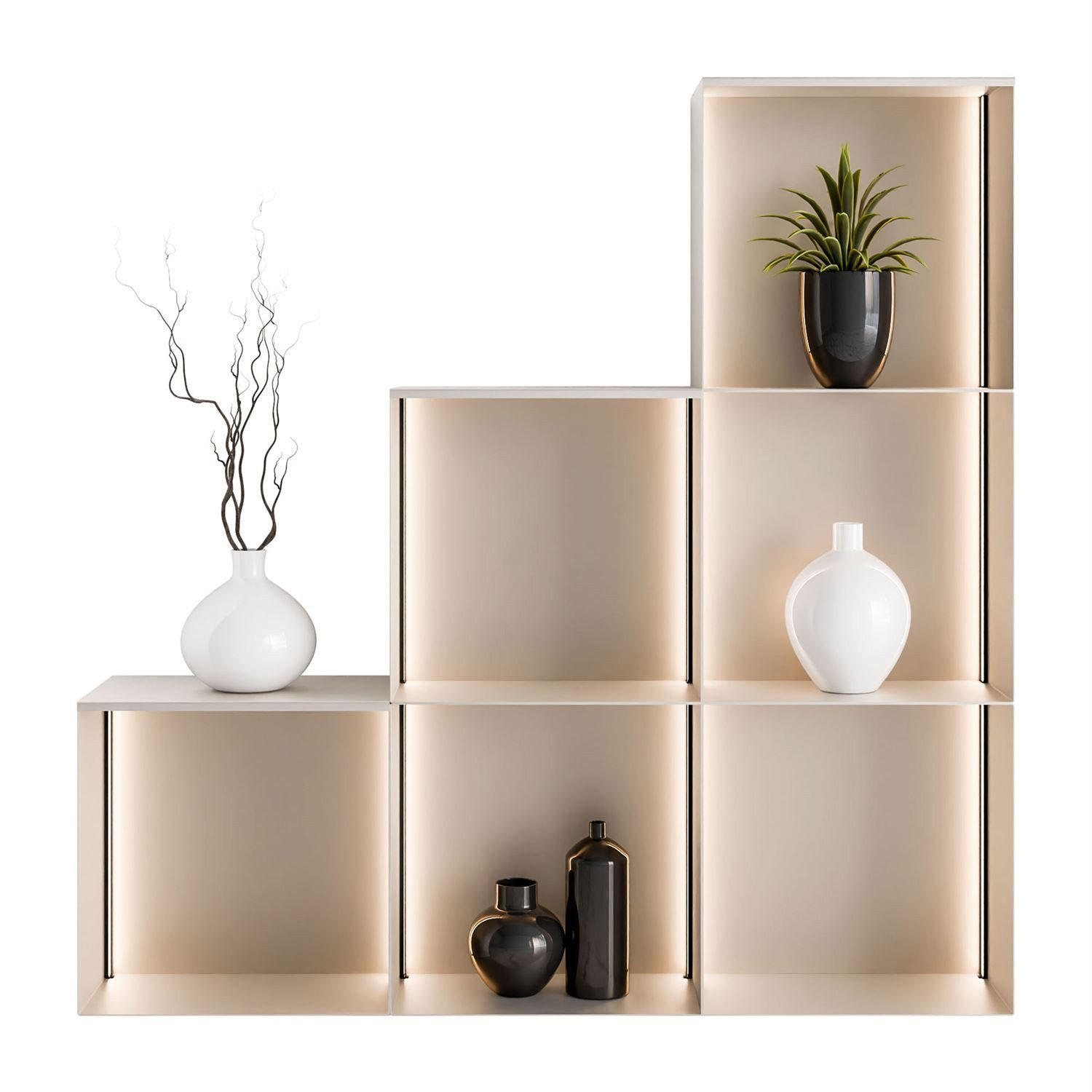 Lookway Regal QUADRO V aus Metall mit LED-Beleuchtung